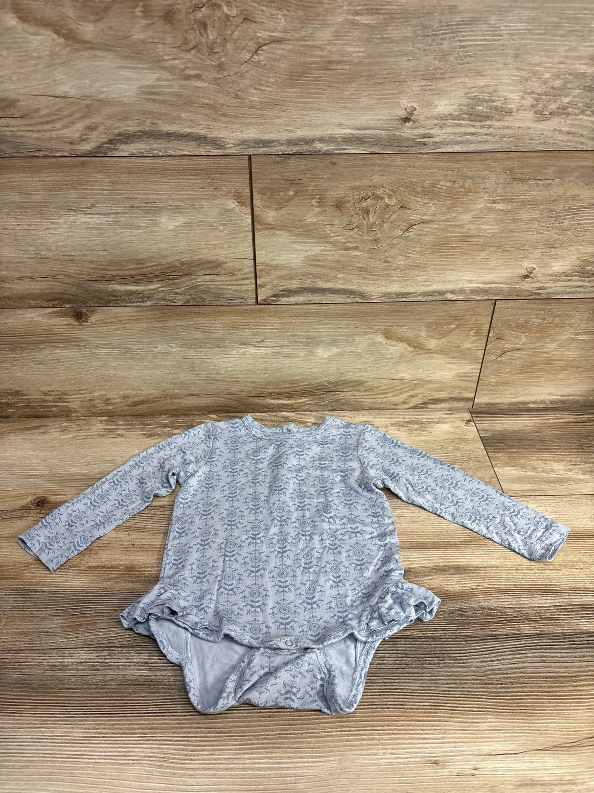 Kate Quinn Long Sleeve Ruffle Leg Bodysuit Floral Blue sz 2T