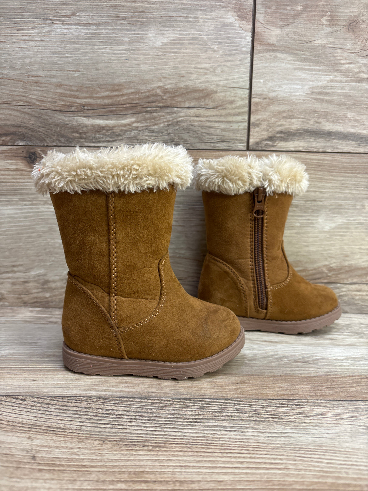 Cat & Jack Honor Faux Fur Trin Suede Boots Brown sz 5c