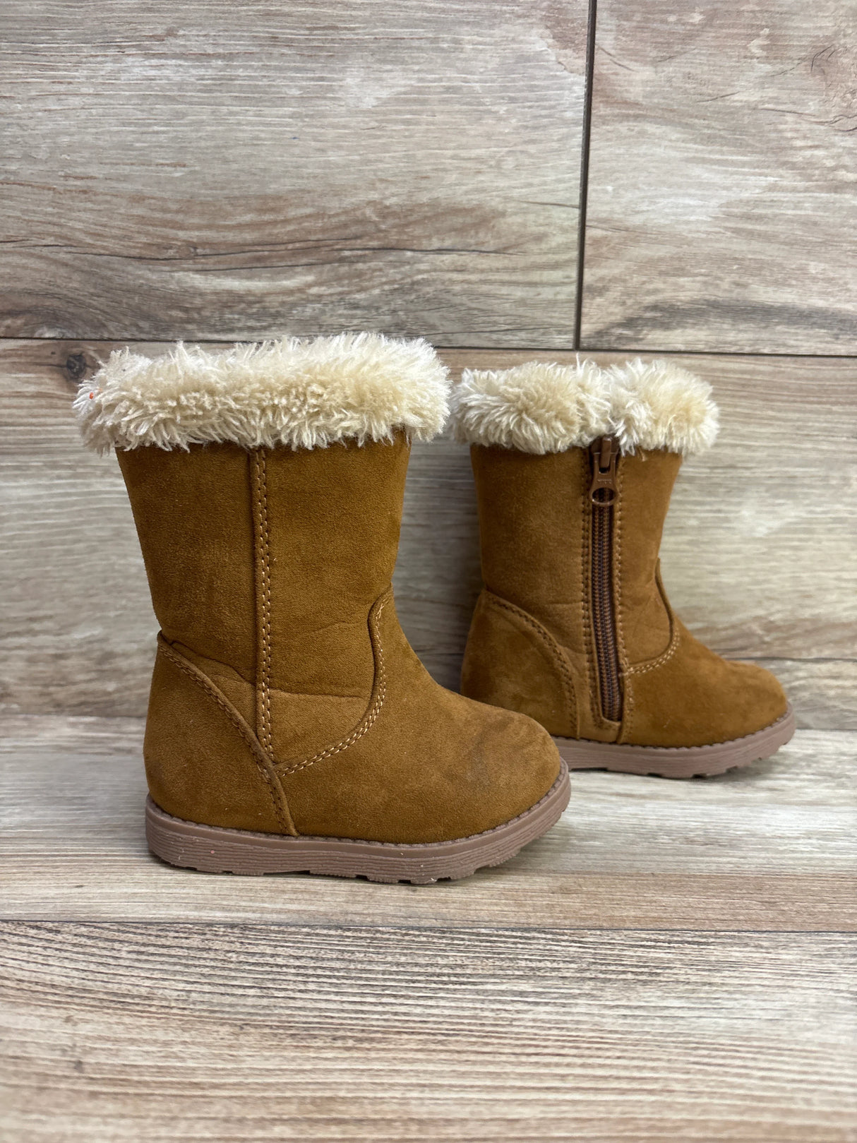 Cat & Jack Honor Faux Fur Trin Suede Boots Brown sz 5c