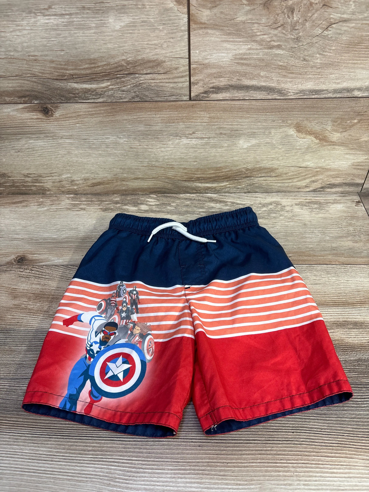 Marvel Symbol OF Truth Captain America Swim Trunks Blue sz 5/6T