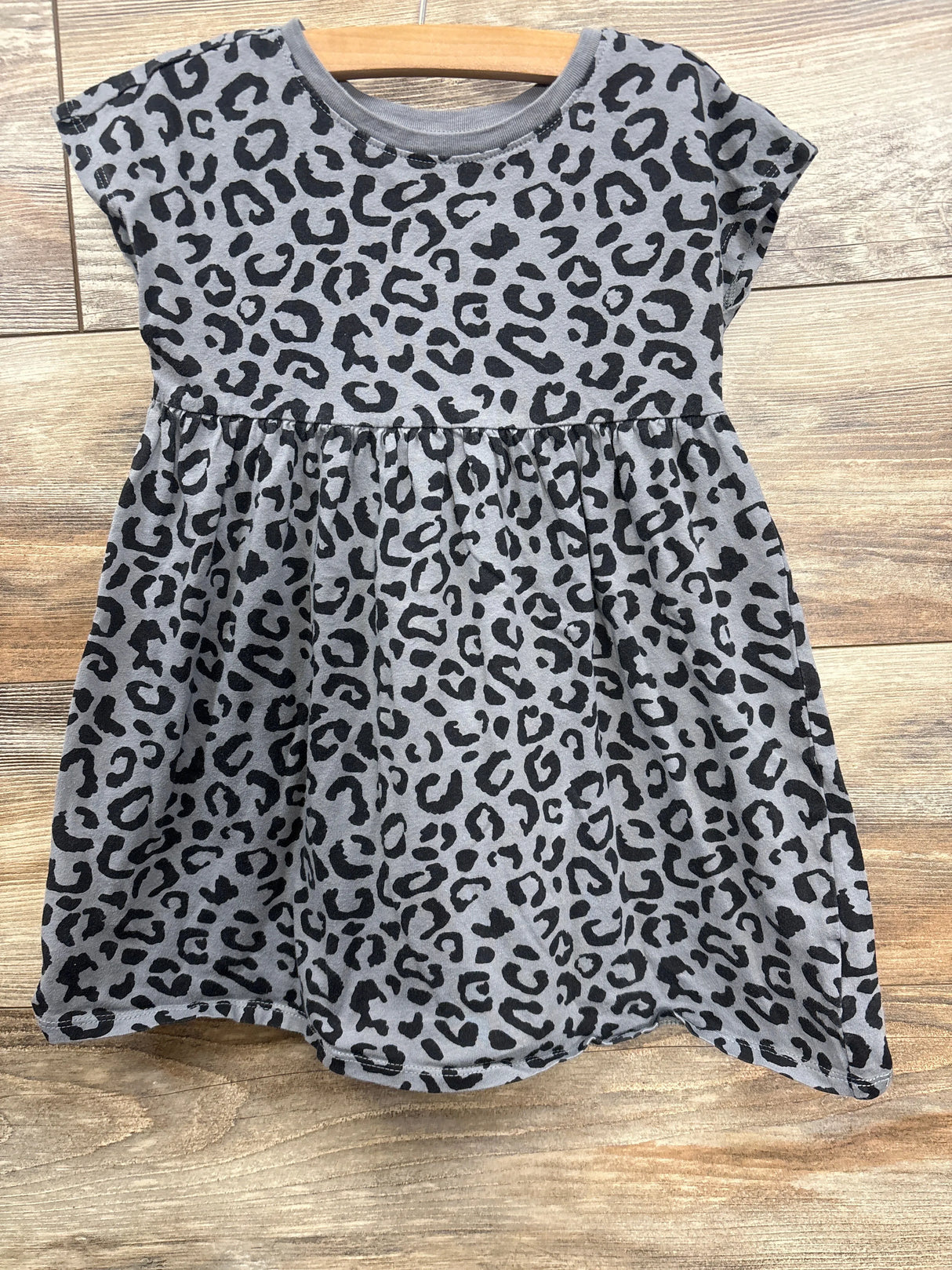 Old Navy Leopard Print Short Sleeve Dress Grey sz 4T