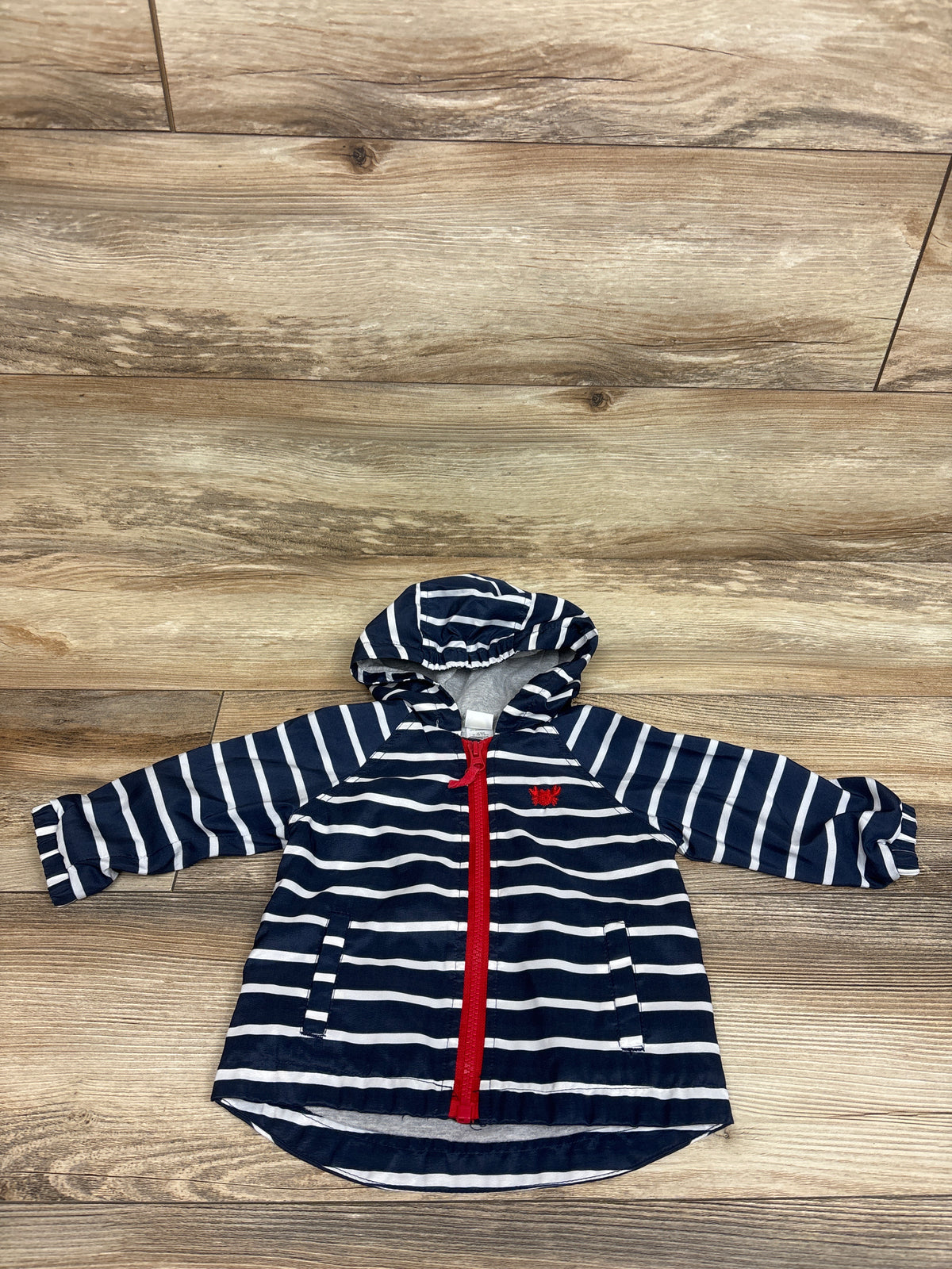 Little Me Jersey Lined Striped Windbreaker Navy sz 12m