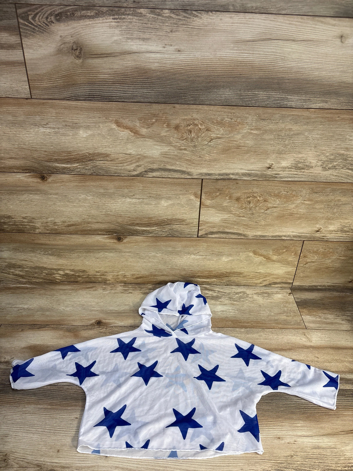 Shein Star Print Mesh Hooded Swim Cover-Up White sz 4T