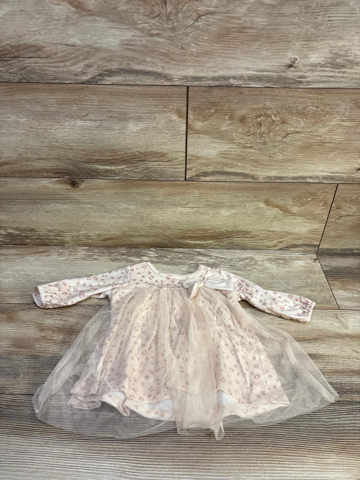 Chick Pea Leopard Print Velour Dress Beige sz 3-6m