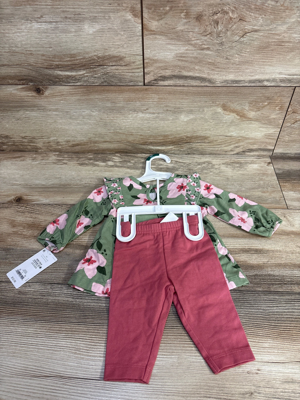 NEW Carter's 2pc Floral Top & Bottoms Set Green sz 3m