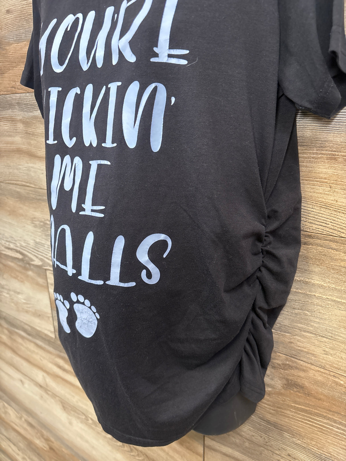 Urban Crest You're Kickin' Me Smalls Maternity Shirt Black sz Large