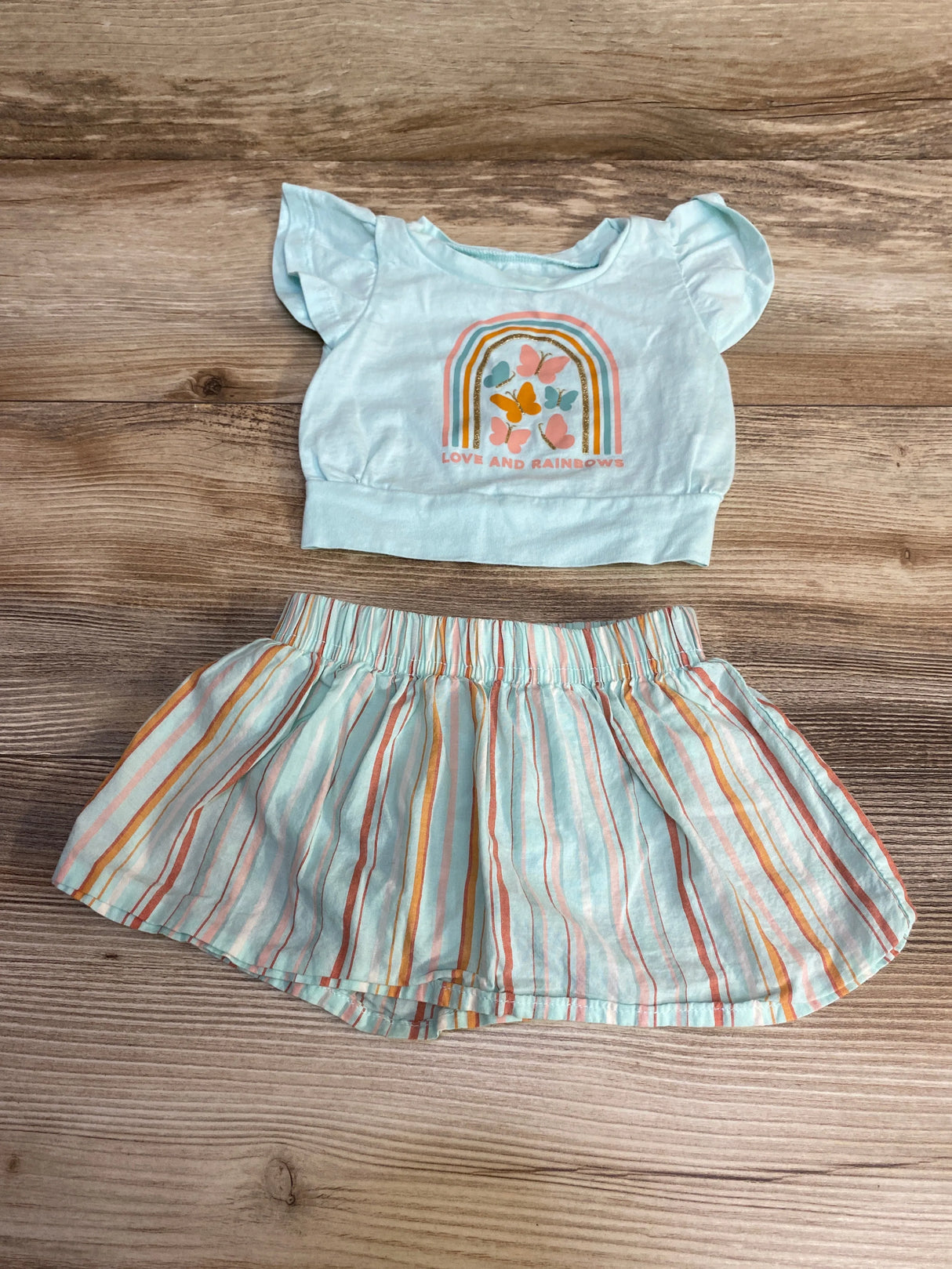 Carter's 2pc Shirt & Striped Skort Mint sz 3m - Me n Mommy To Be