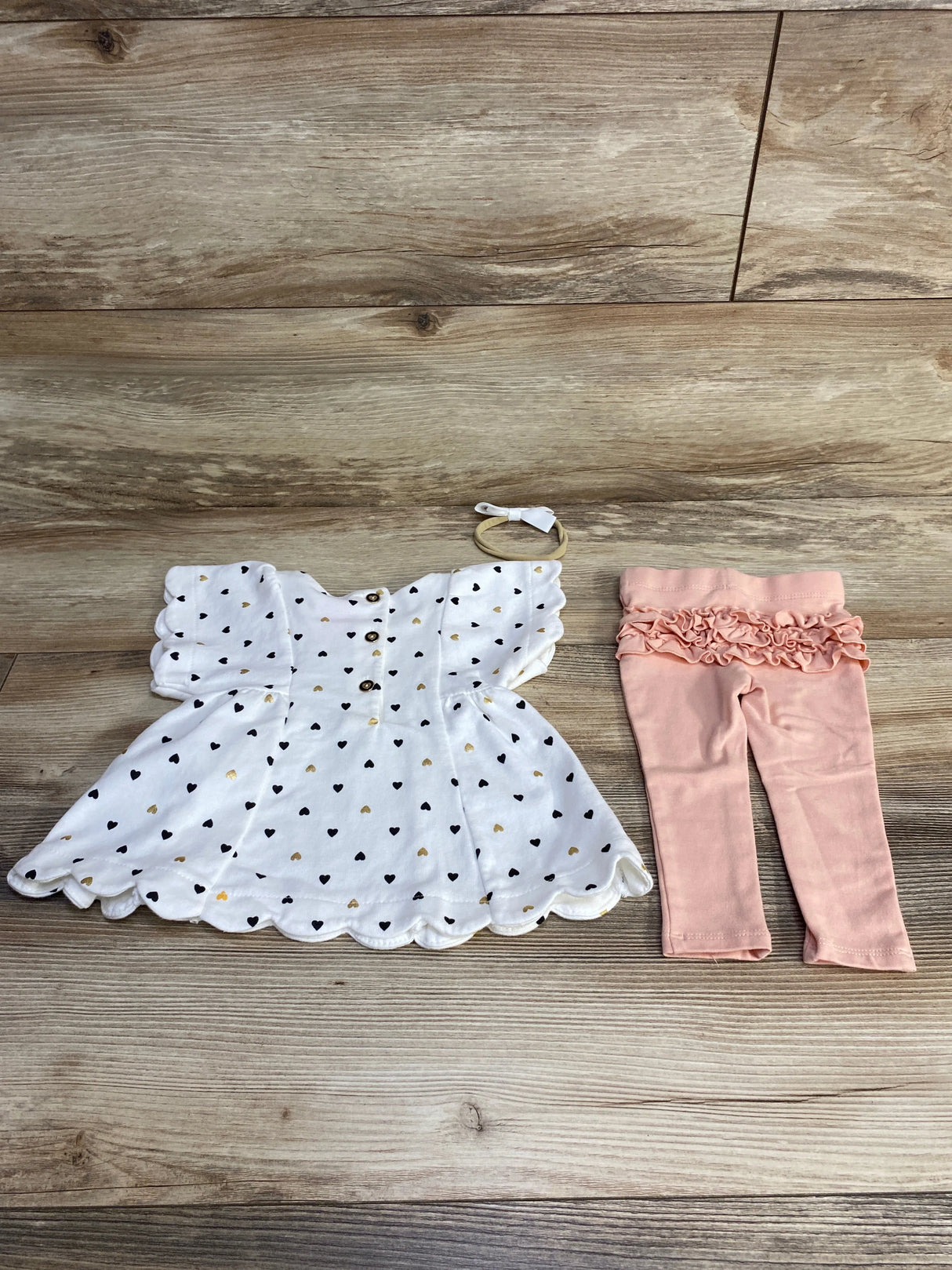 Isaac Mizrahi 3pc Heart Print Top & Leggings White sz 3-6m - Me n Mommy To Be