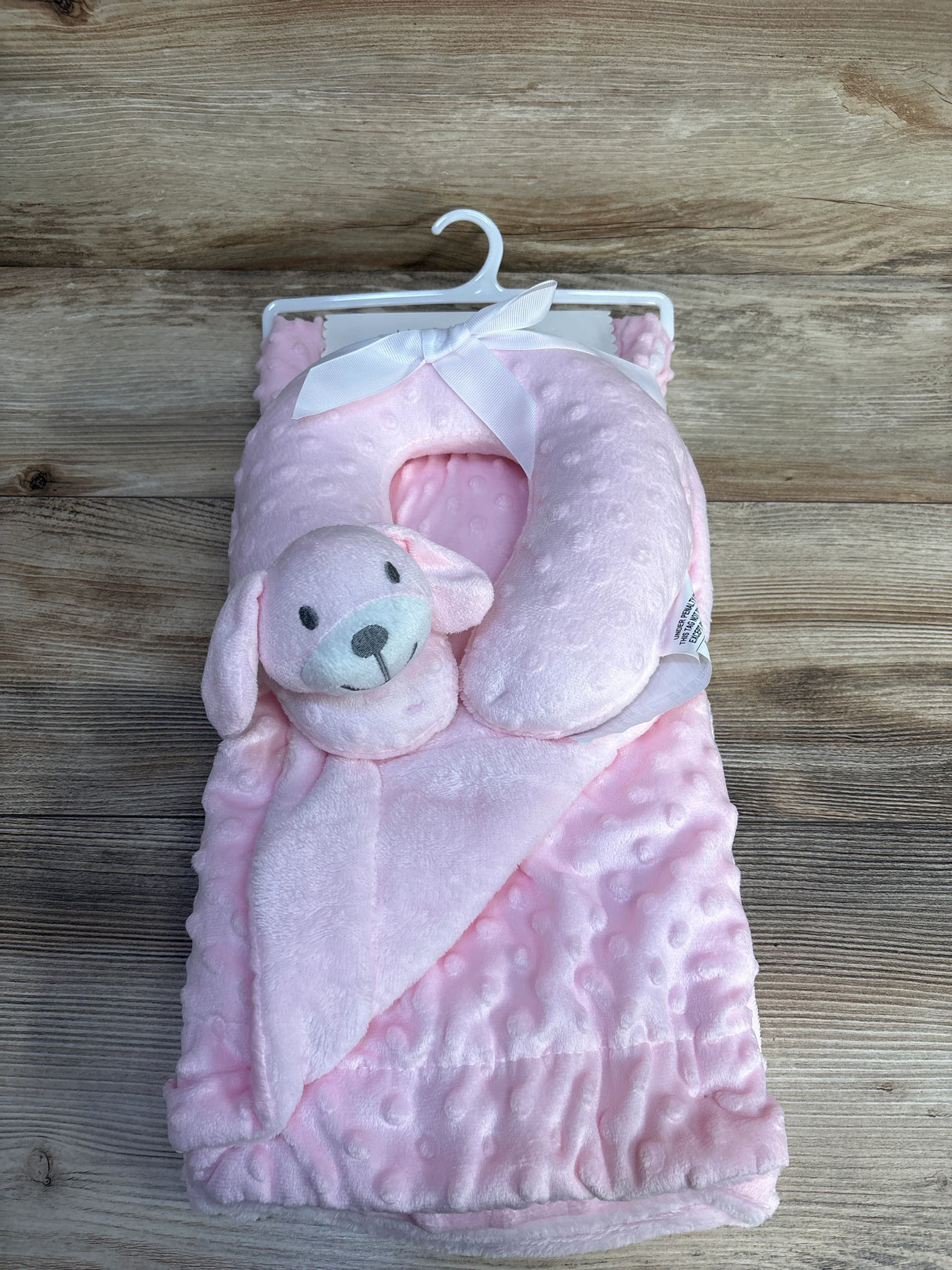 NEW Huggable Friends Baby Blanket + Travel Pillow Pink Minky Dot