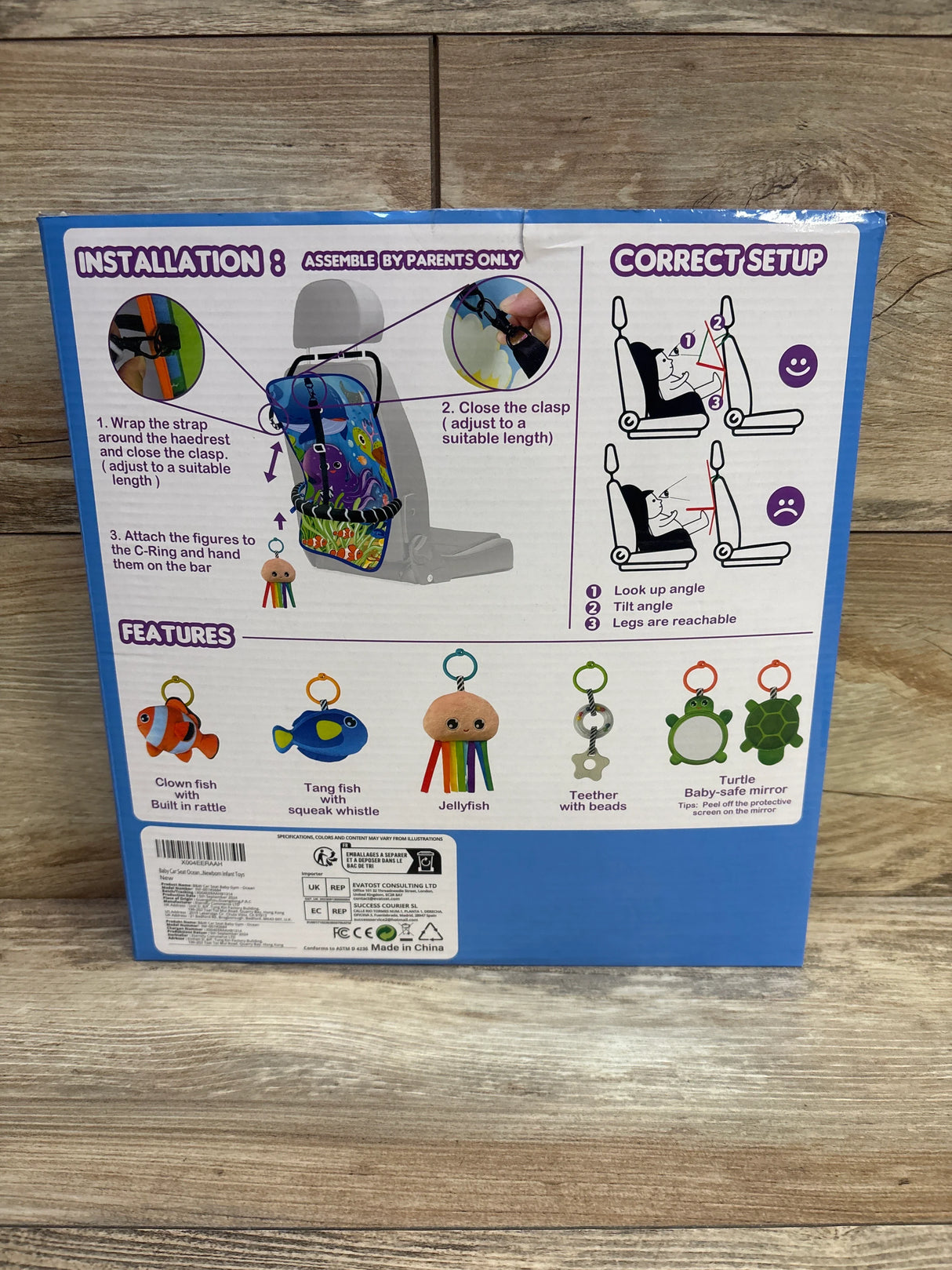 Ocean Animals Kick & Play Double Sided Car Seat Toy