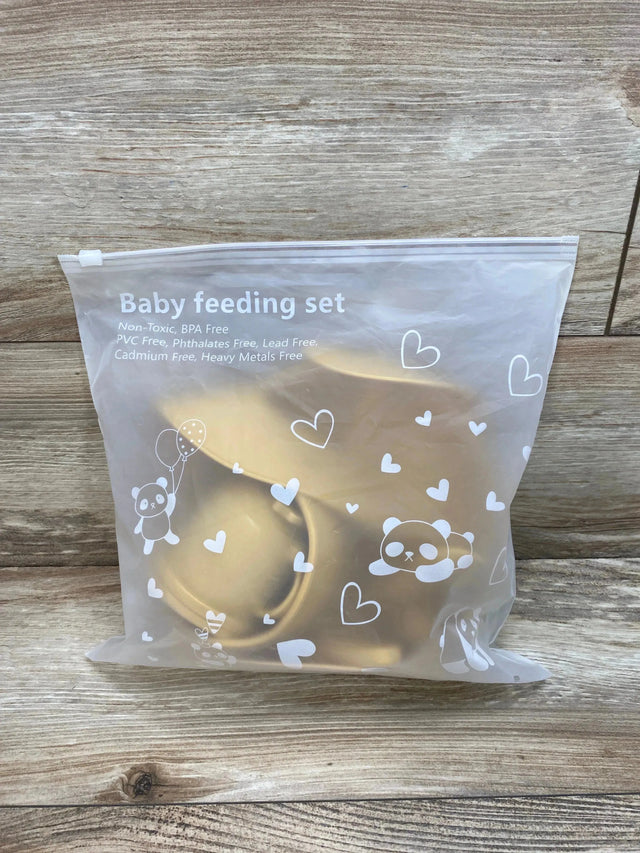 NEW 10Pc Silicone Feeding Set in Yellow - Me n Mommy To Be