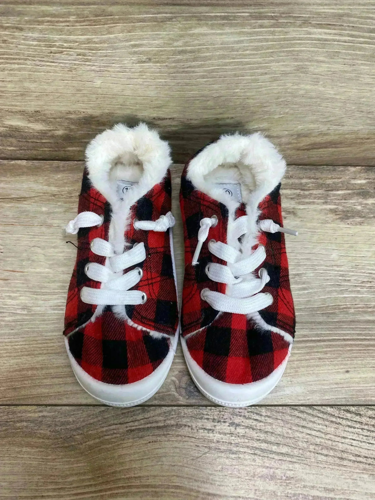 Bumble + Birdie Buffalo Plaid Faux Fur Insoles Slip On Sneakers Sz 10c - Me n Mommy To Be