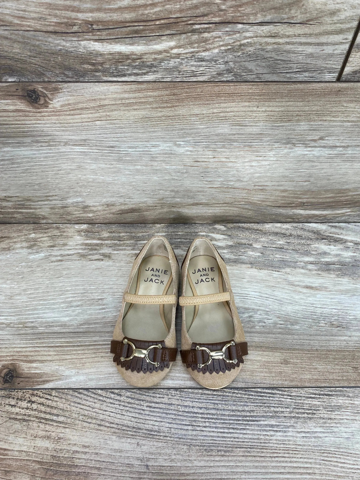 NWoT Janie And Jack Girls' Suede Bridle Bit Flat Tan Sz 5c - Me n Mommy To Be