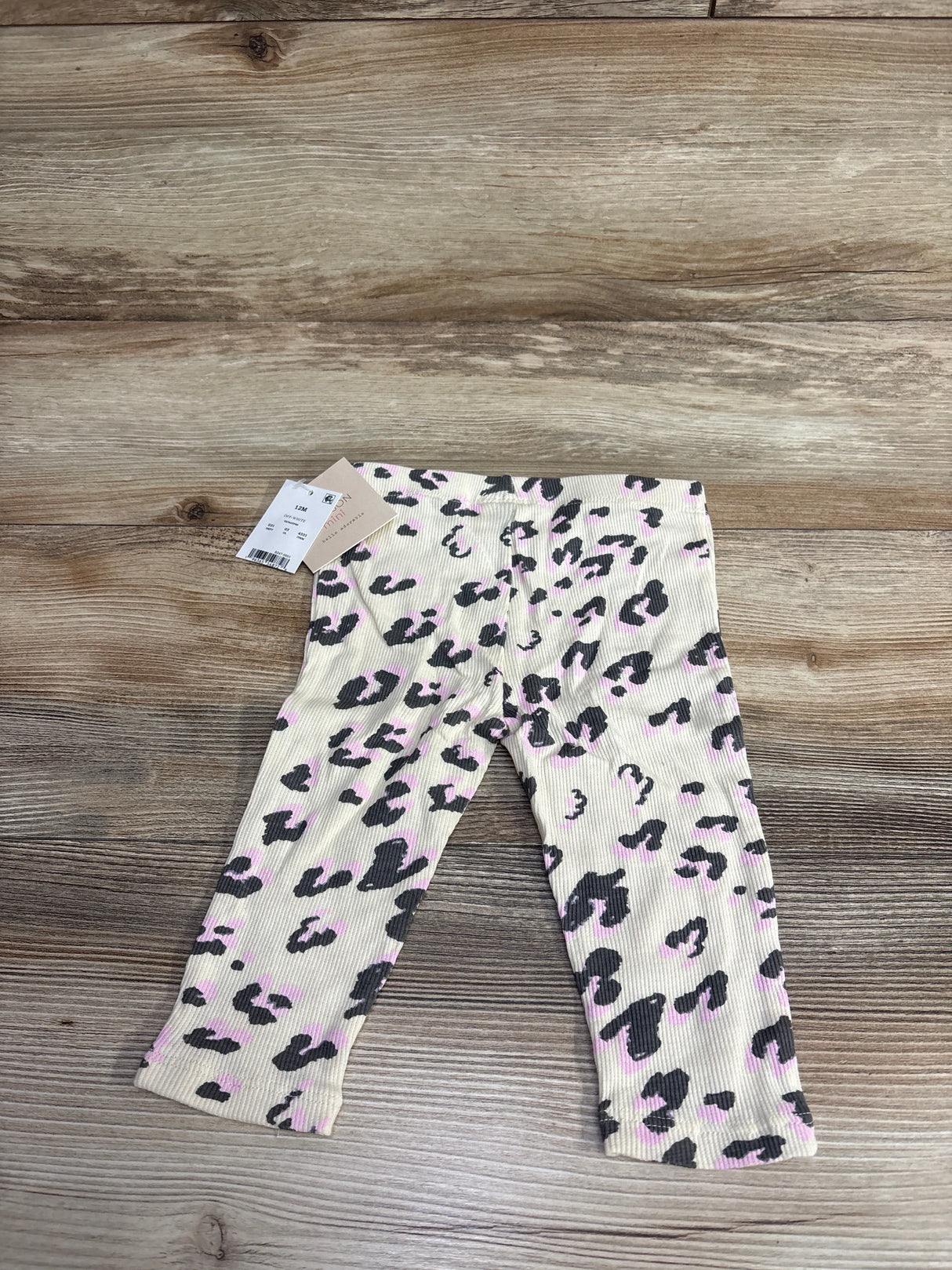 NEW Grayson Mini Leopard Print Ribbed Leggings Cream sz 12m