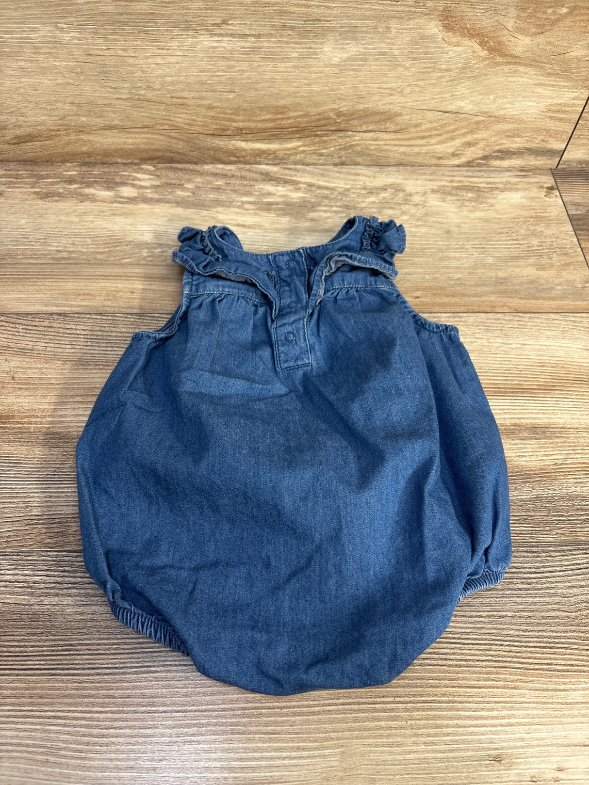 Cat & Jack Ruffle Chambray Romper Blue sz 6-9m - Me n Mommy To Be