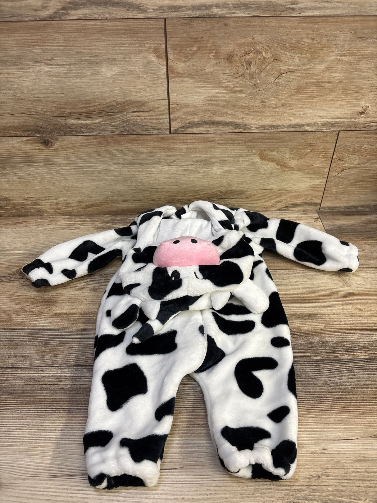 JoyFy Cow Costume Plush Hooded Jumpsuit White sz 6-12m
