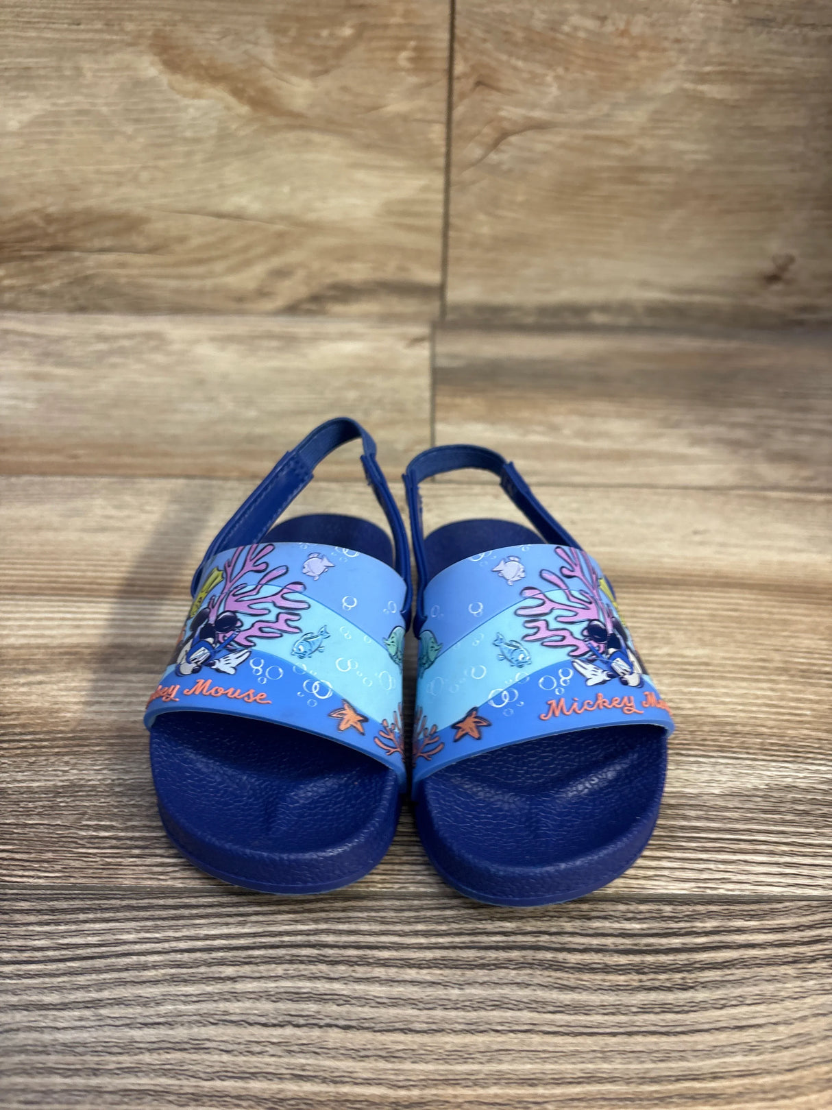 Disney Store Mickey Mouse Swim Slides Blue sz 5/6c