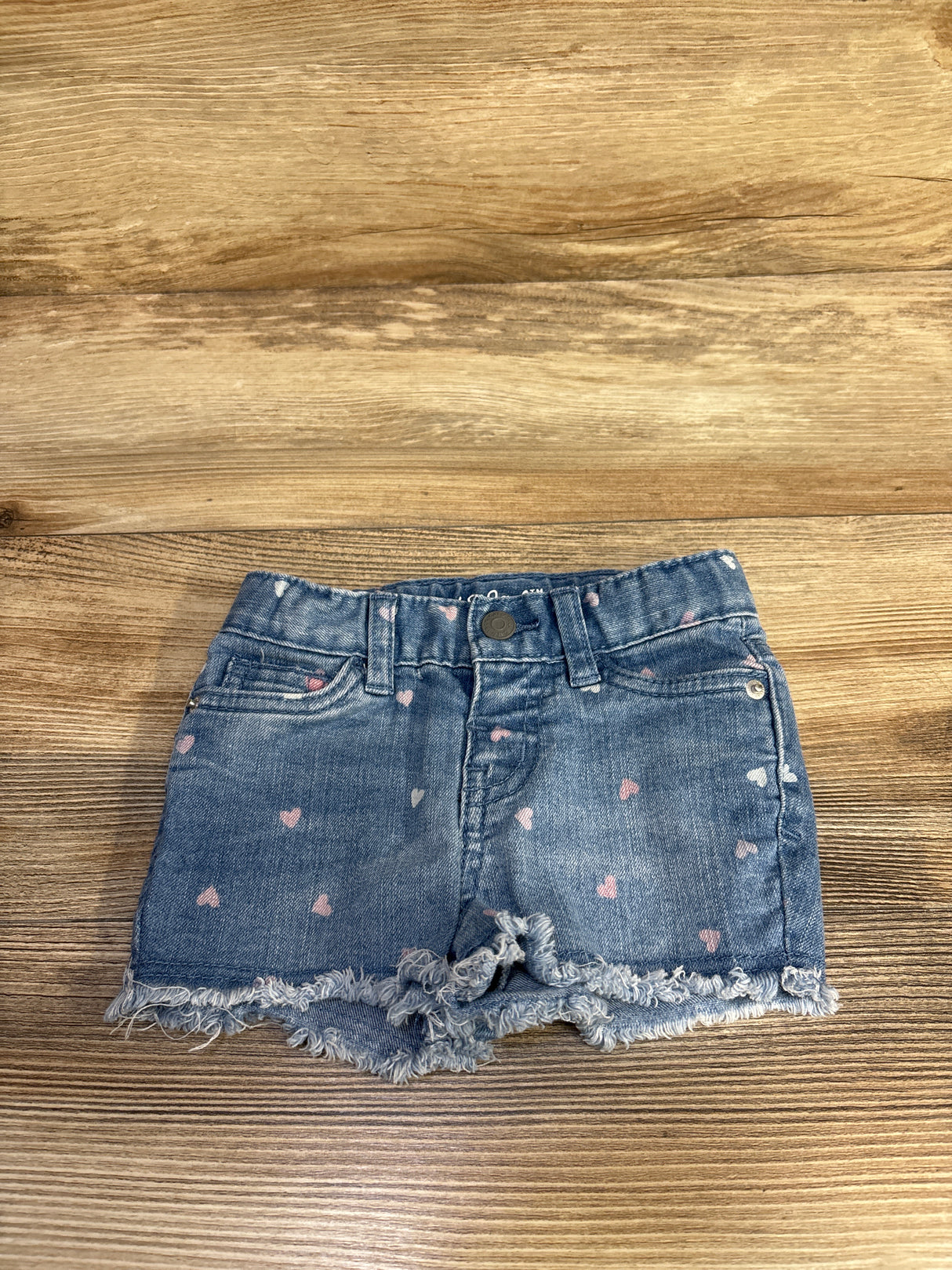Cat & Jack Heart Print Denim Shorts Blue sz 12m