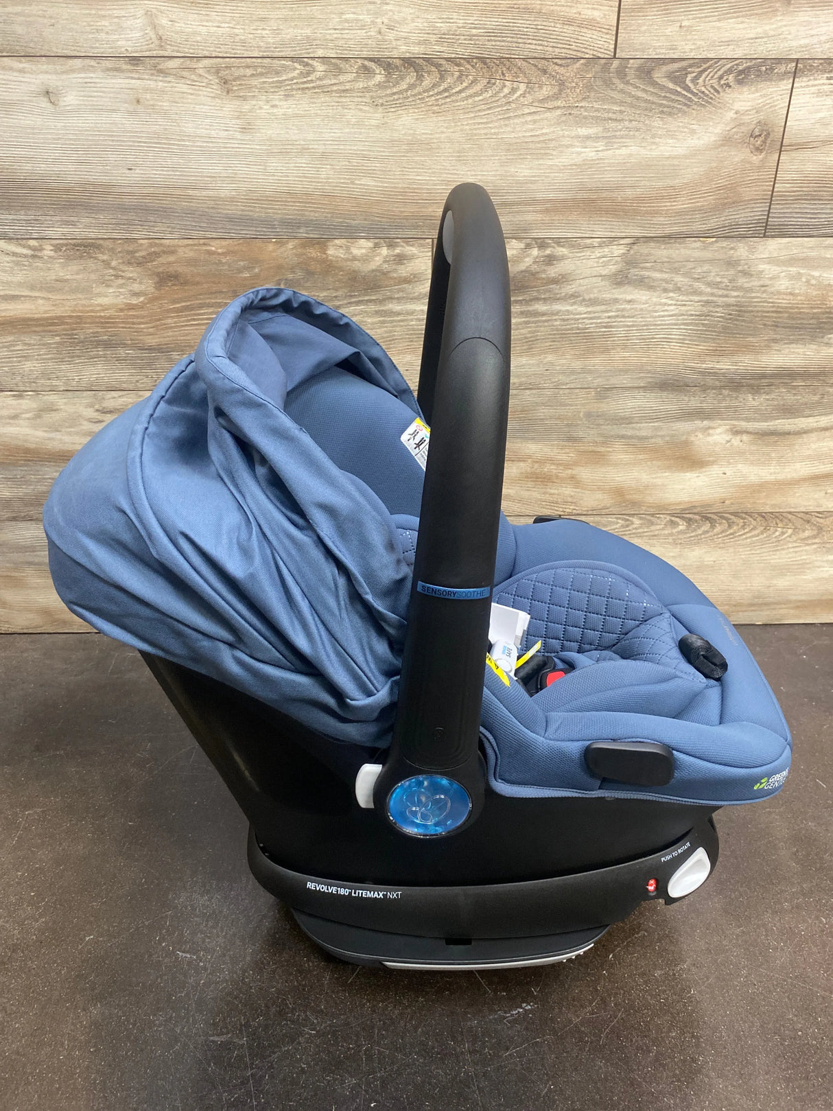 NEW Evenflo Revolve 180 LiteMax NXT Rotating Infant Car Seat with Sensory Soothe in Flint Blue 3-30lbs