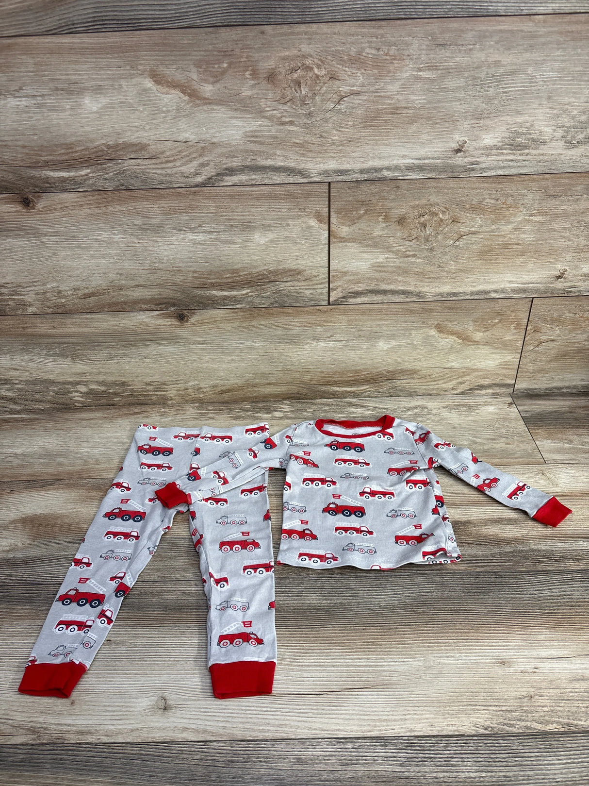 Little Me 2pc Fire Truck Pajama Set Grey sz 24m