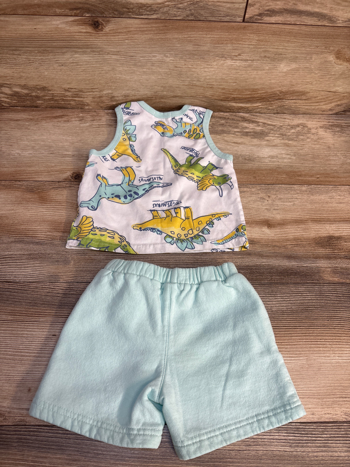 Kids Play 2pc Dinosaur Tank Top & Shorts Set White sz 2T