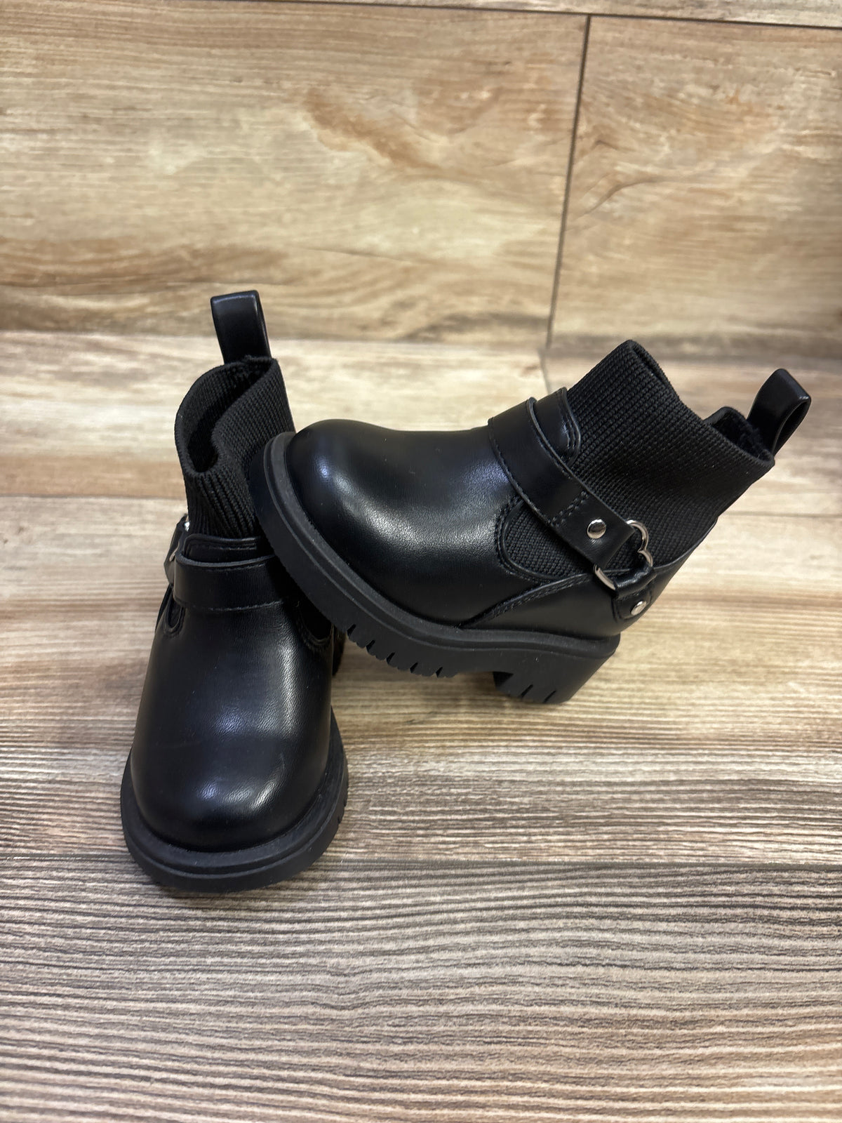 Baby Gap Heart Moto Boots Black sz 4c