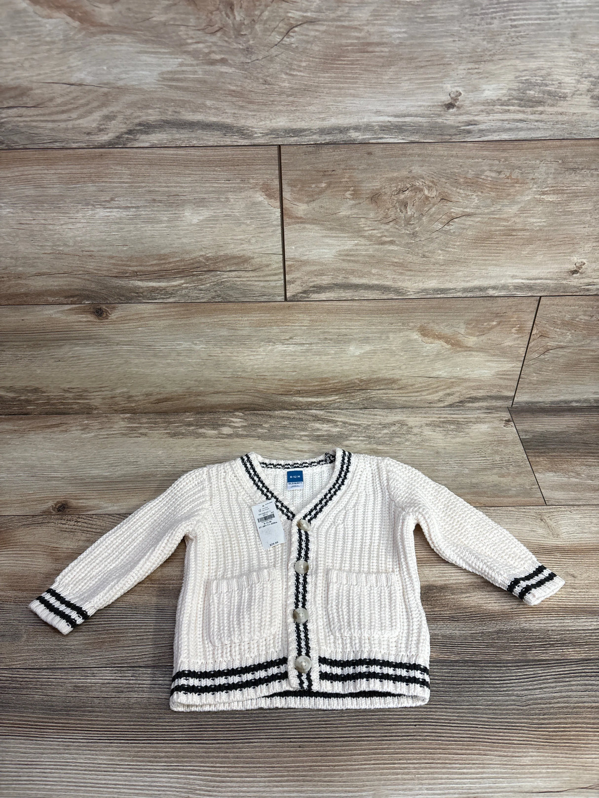 NEW Old Navy V-Neck Button-Front Shaker-Stitch Cardigan in Creme De La Creme