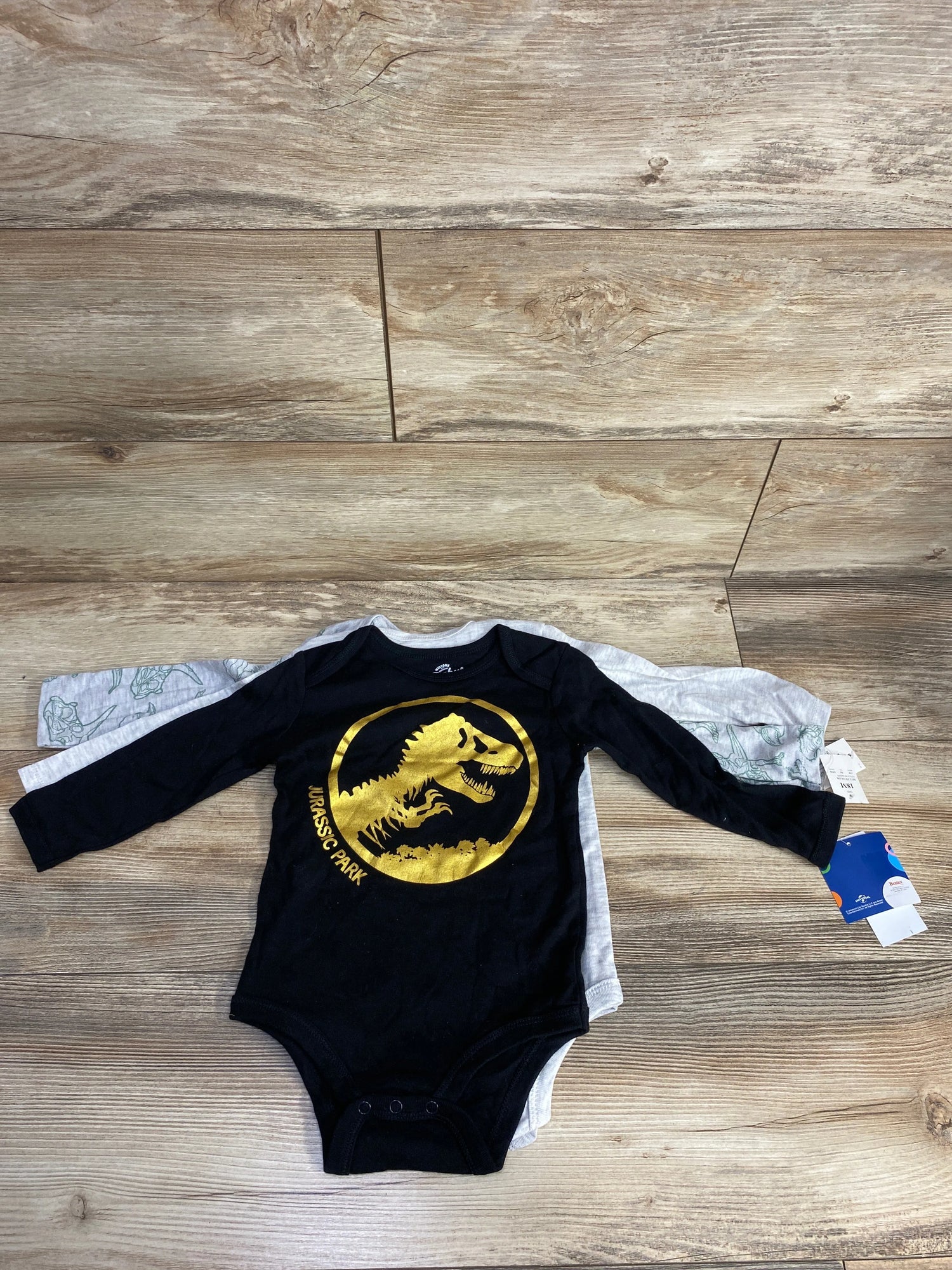 NEW Baby Universal 3pc Jurassic Park Bodysuit Set Black sz 18m