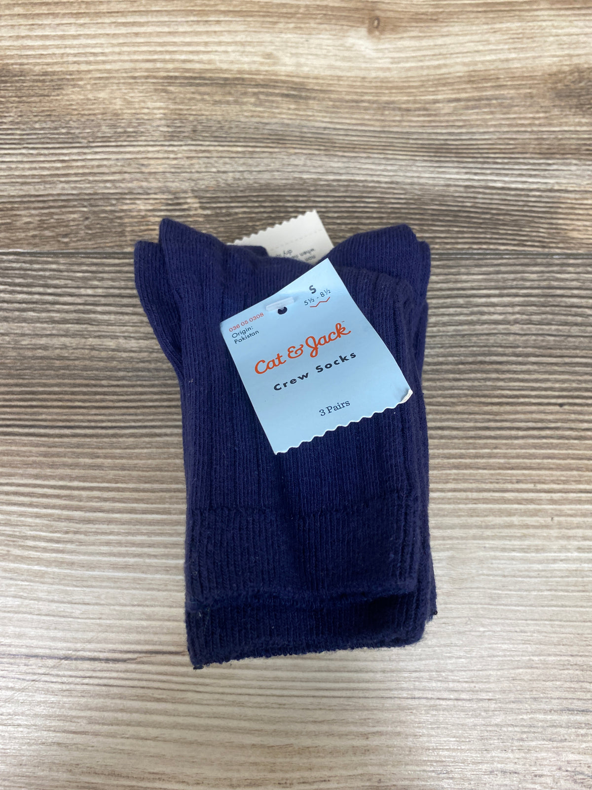 NEW Cat & Jack Crew Socks 3pk Navy sz Small 5.5-8.5c