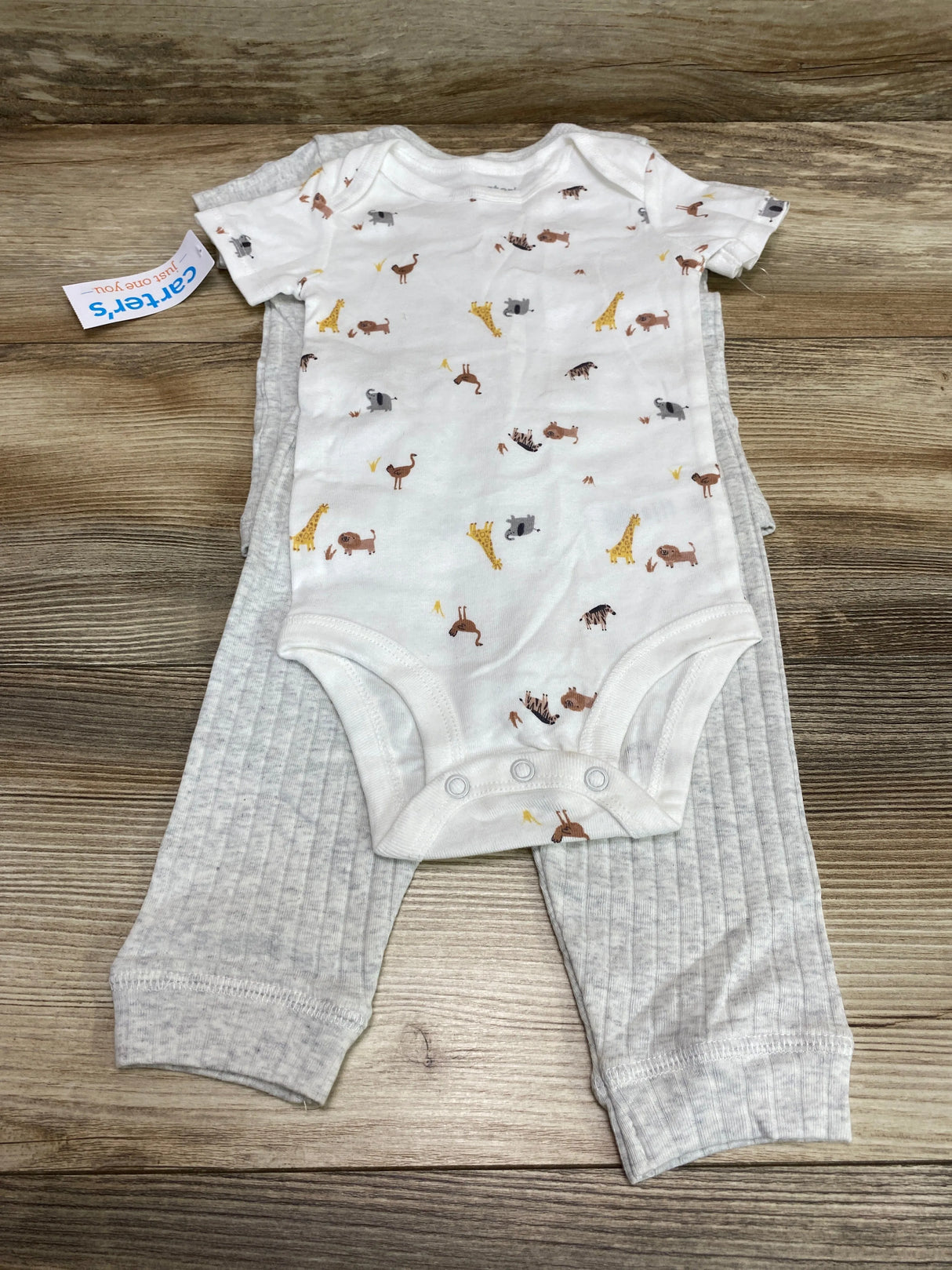 NEW Just One You 3pc Animal Print Bodysuit Set White/Grey sz 6m - Me n Mommy To Be
