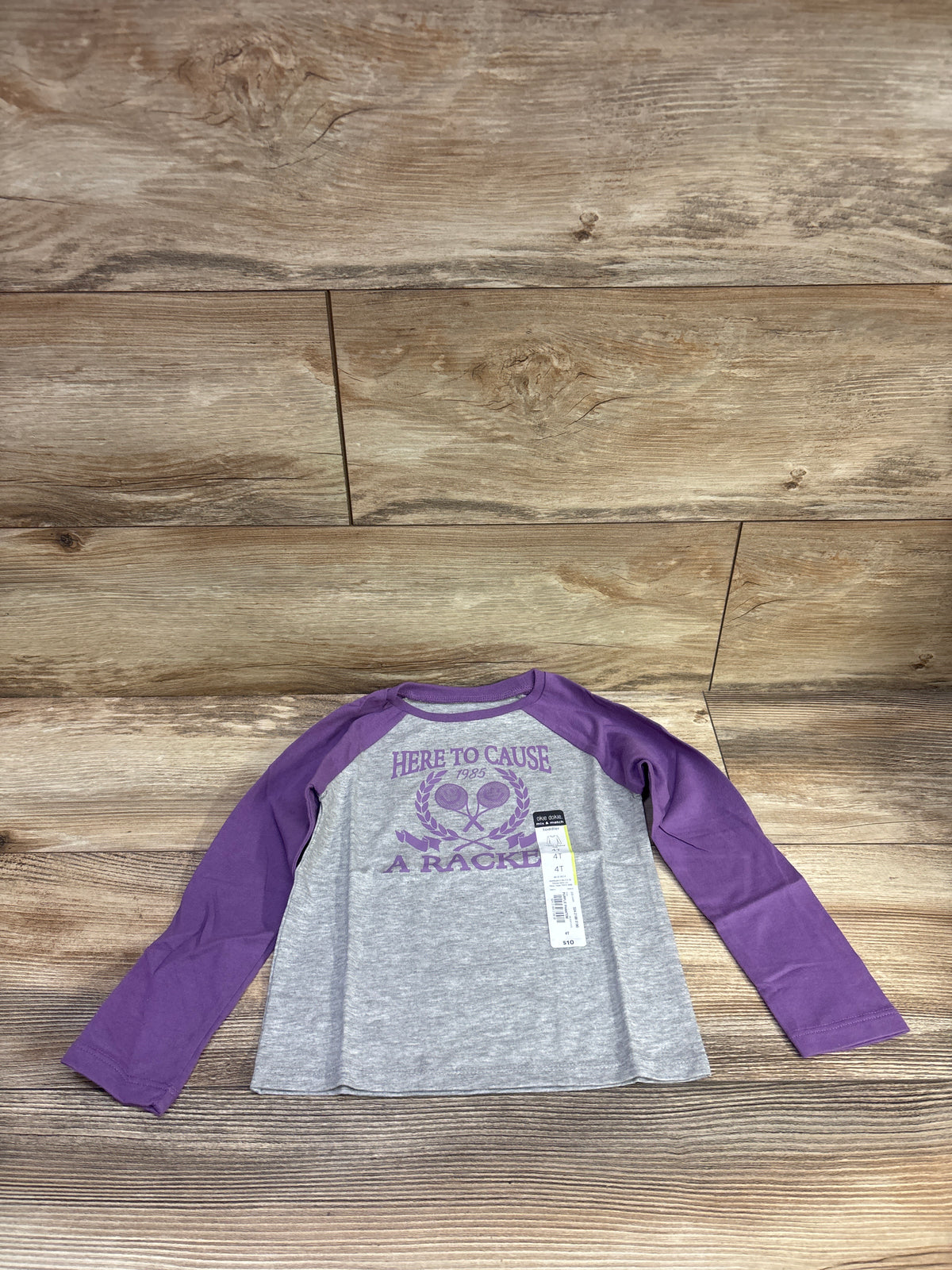 NEW Okie Dokie Here To Cause A Racket Purple/Grey Shirt sz 4T