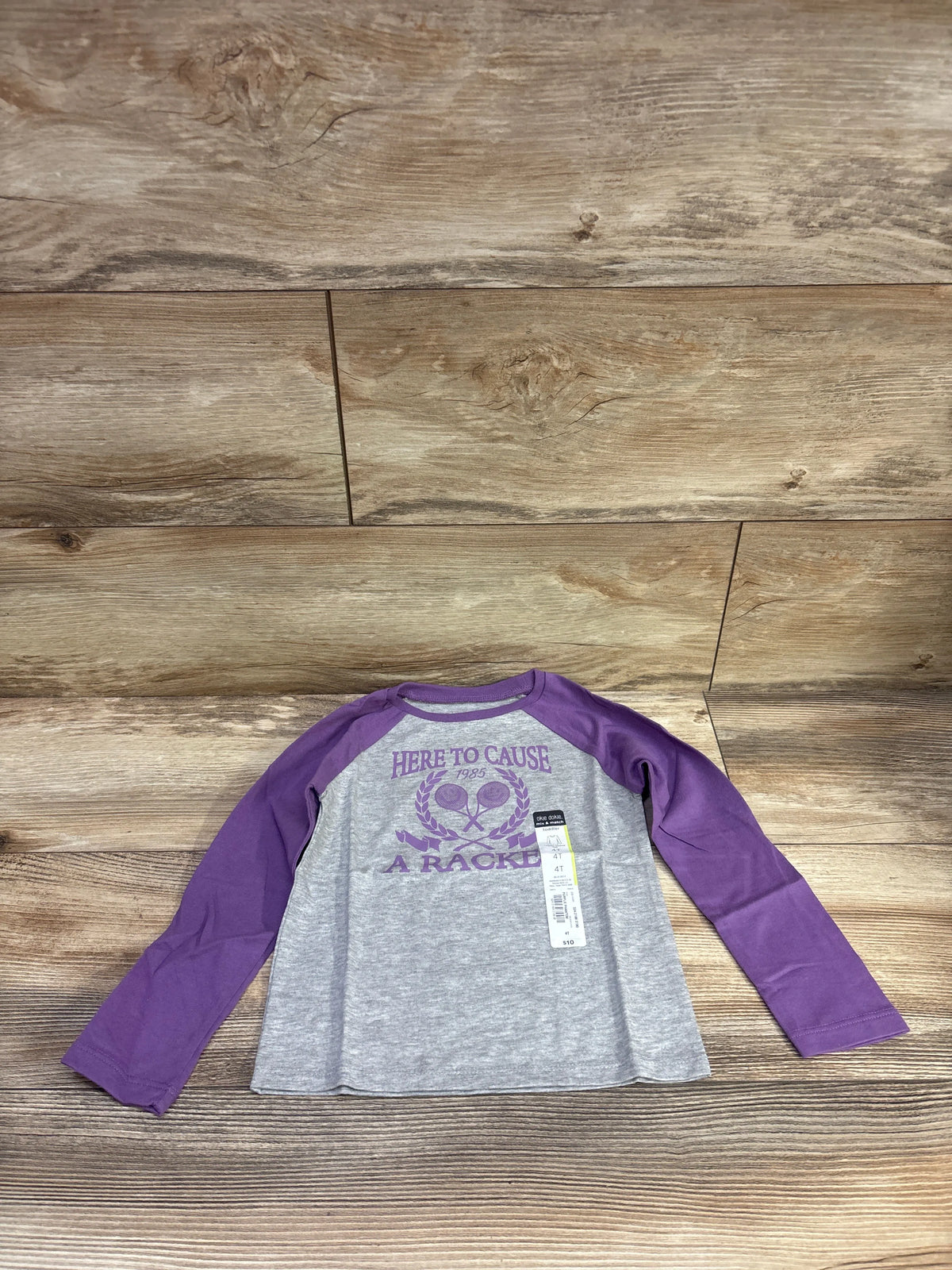 NEW Okie Dokie Here To Cause A Racket Purple/Grey Shirt sz 4T