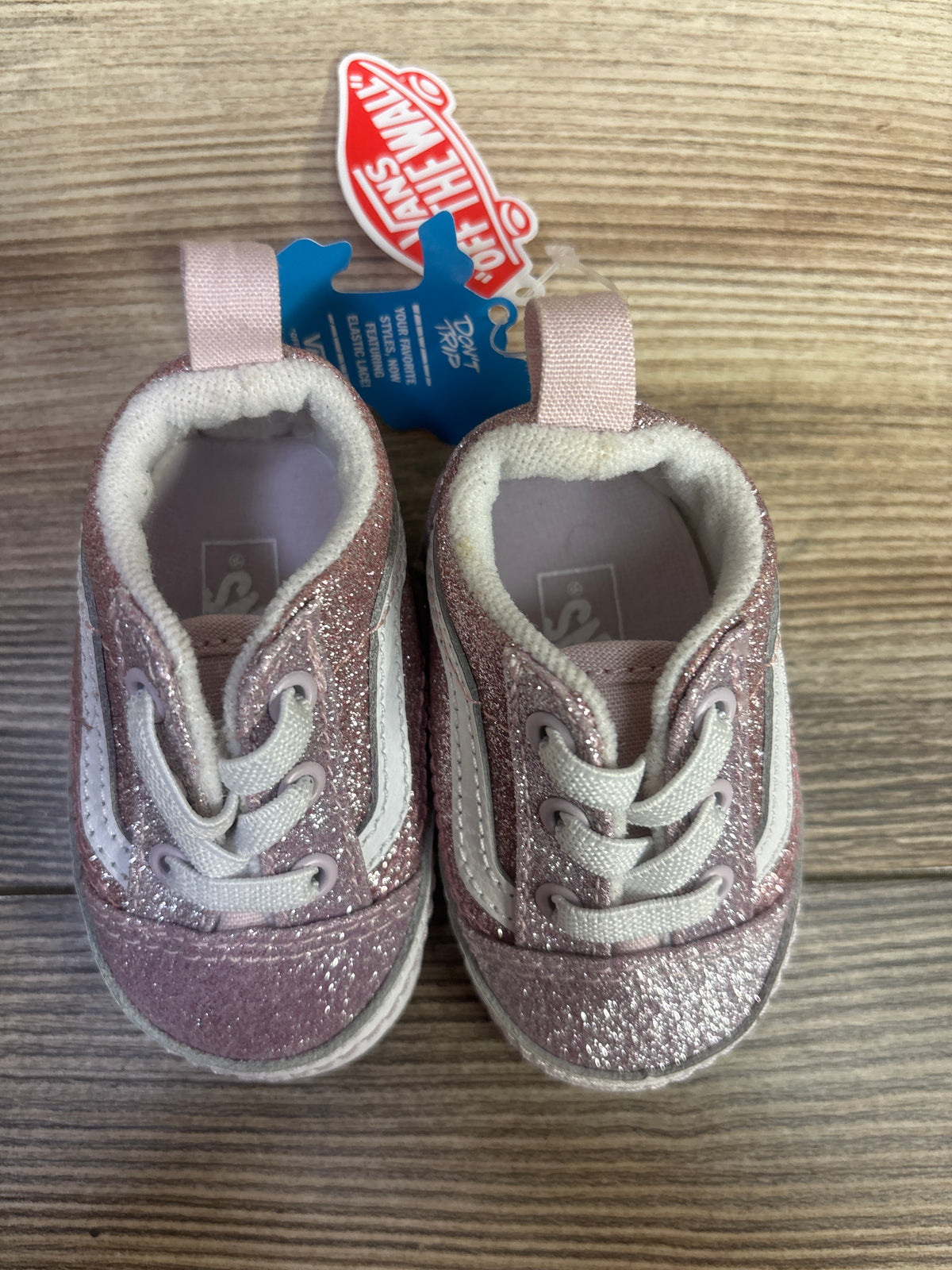NEW Vans Old Skool Crib Shoes Pink Glitter sz 1c