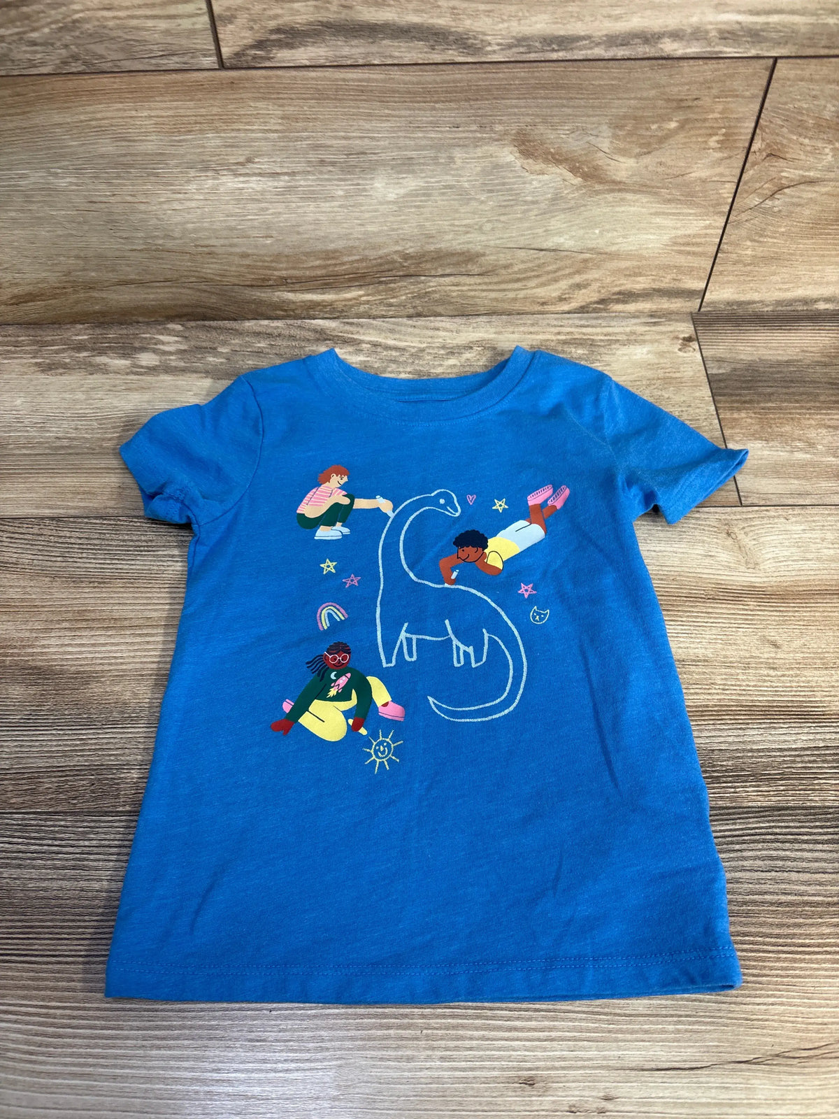 Cat & Jack Chalk Dinosaur Shirt Blue sz 3T