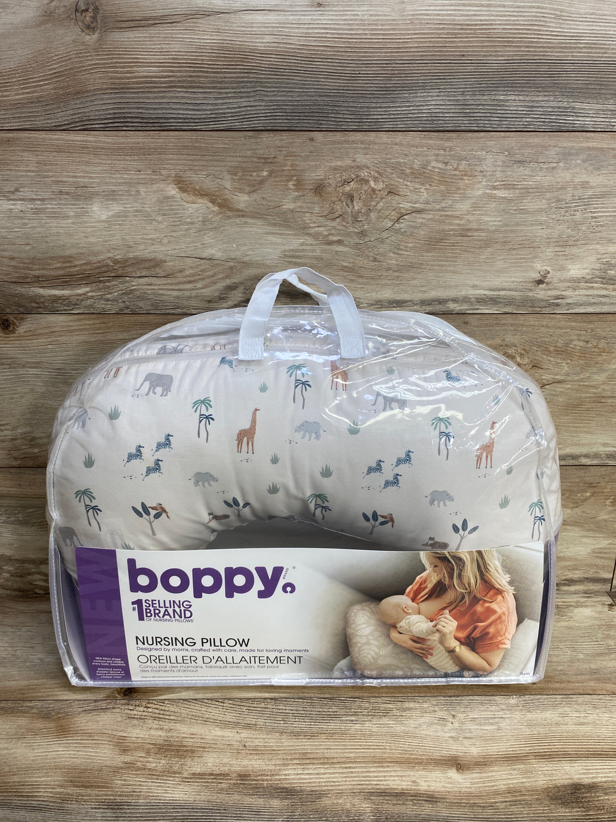 Boppy Nursing Pillow with Sand Safari Animals Slipcover