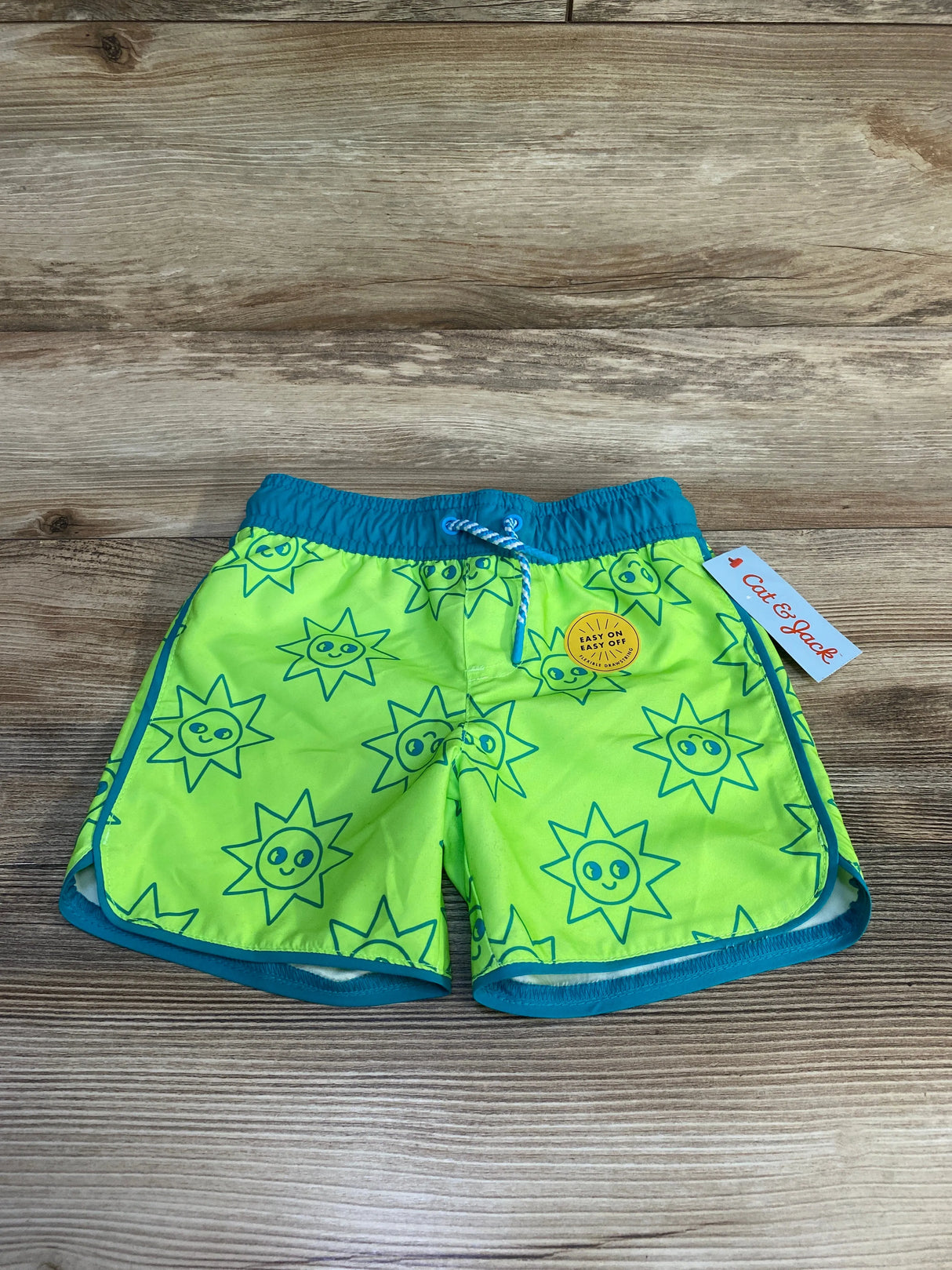 NEW Cat & Jack Sun Print Swim Trunks Green sz 3T - Me n Mommy To Be