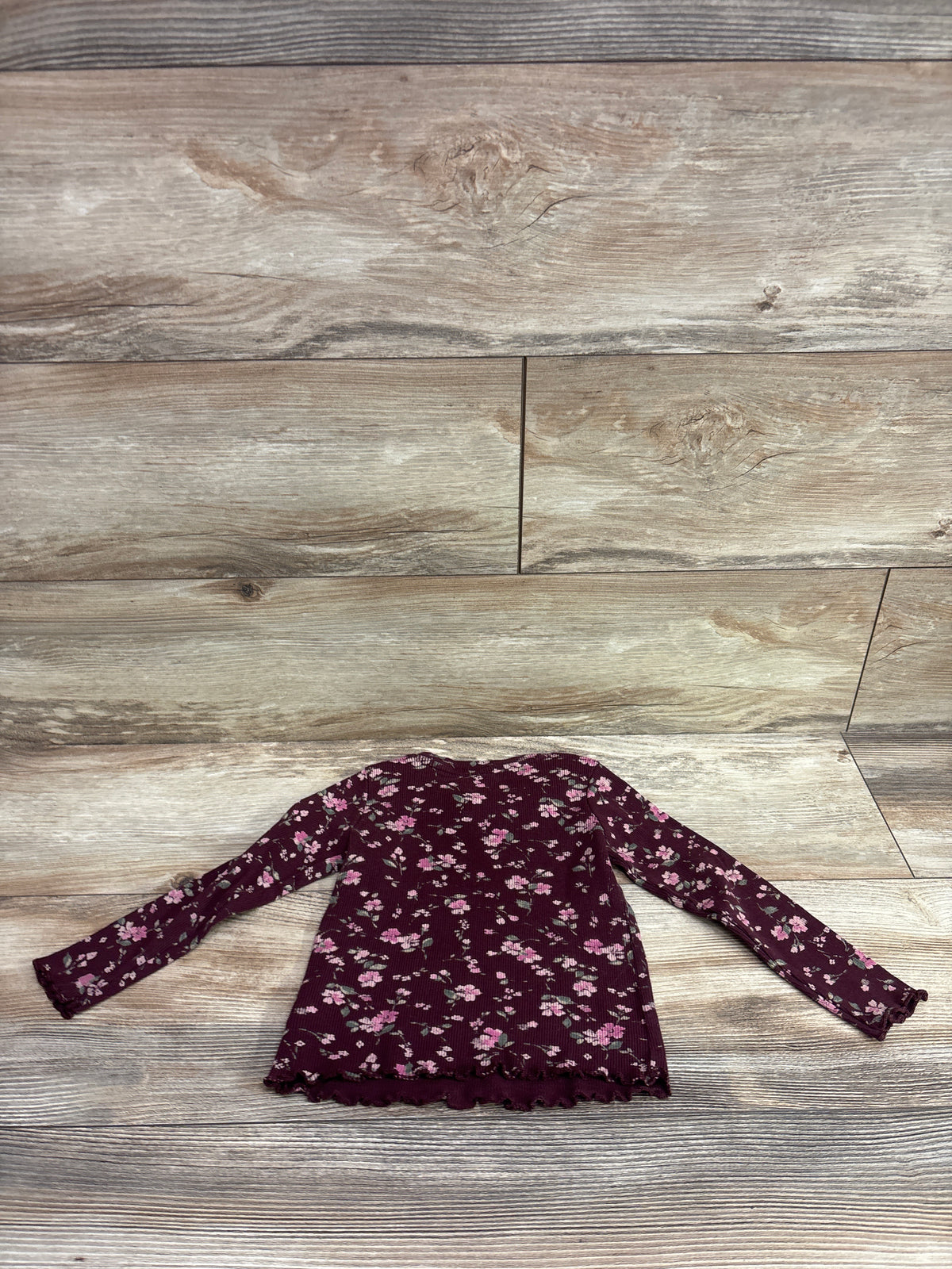 Baby Gap Floral Ribbed Long Sleeve Shirt Maroon sz 2T