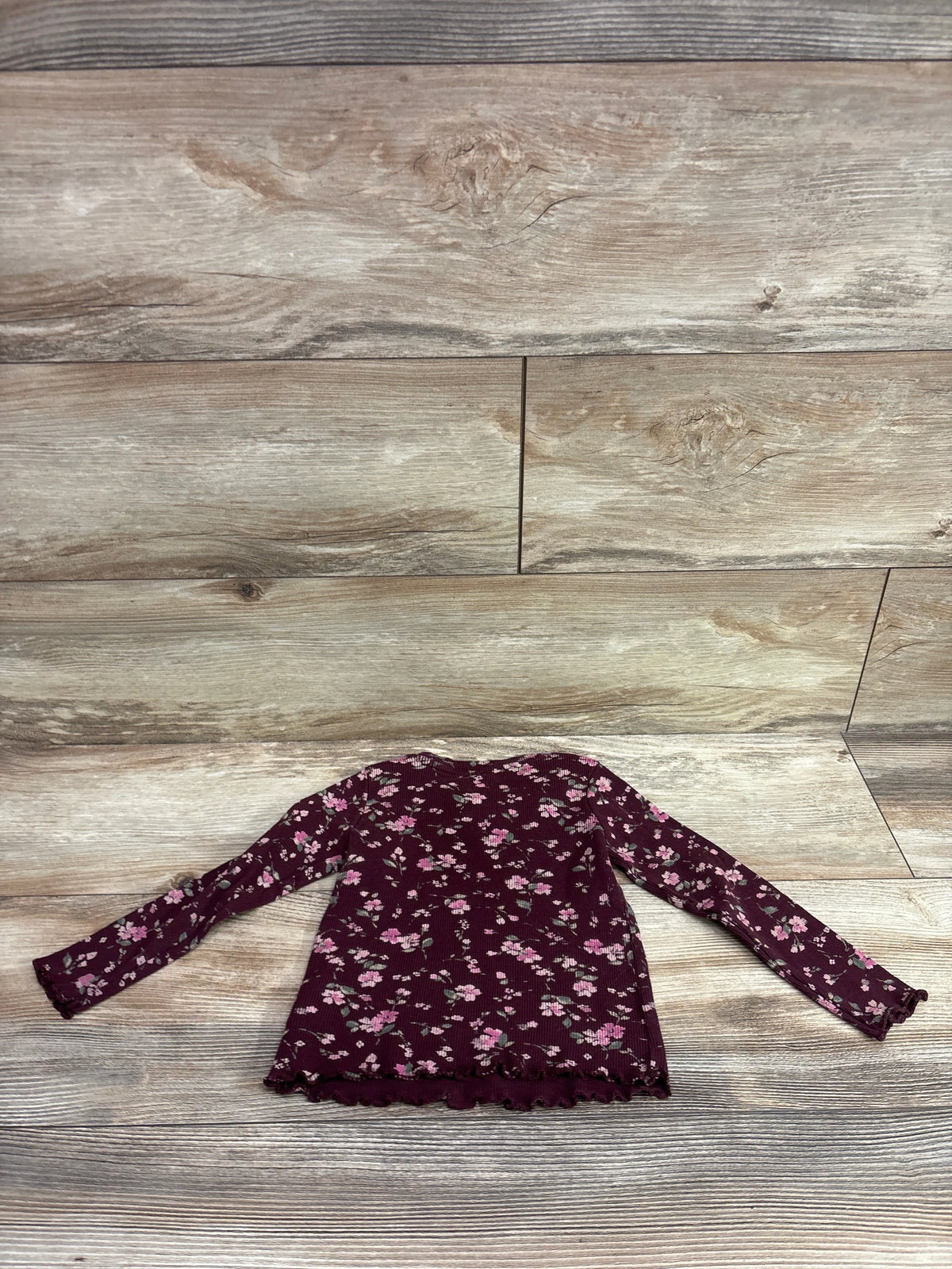 Baby Gap Floral Ribbed Long Sleeve Shirt Maroon sz 2T