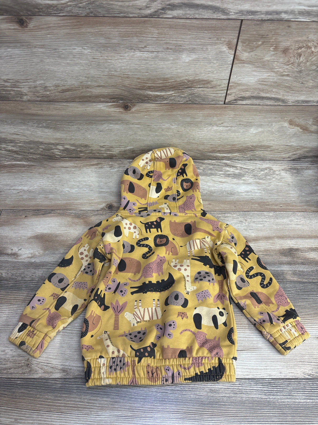 Nutmeg Animal Print Hoodie Mustard Yellow sz 2-3T