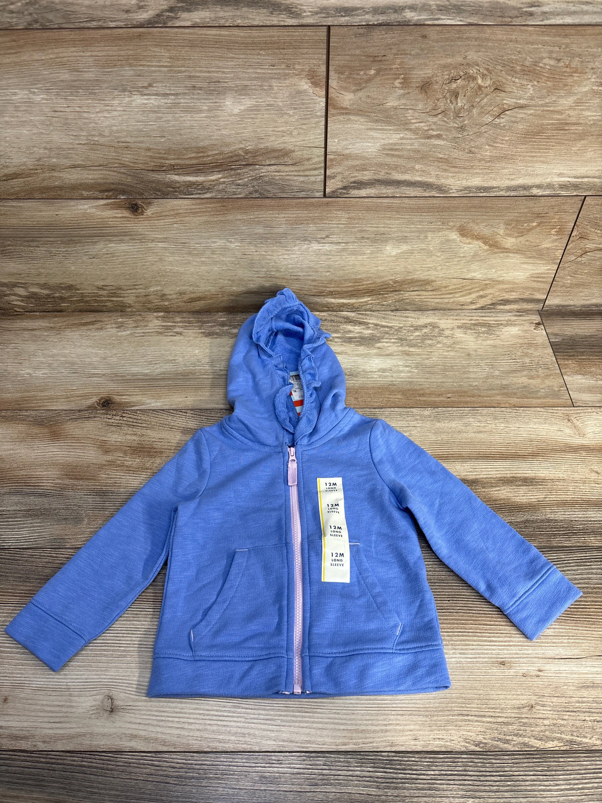 NEW Cat & Jack Full Zip Ruffled Hoodie Blue sz 12m