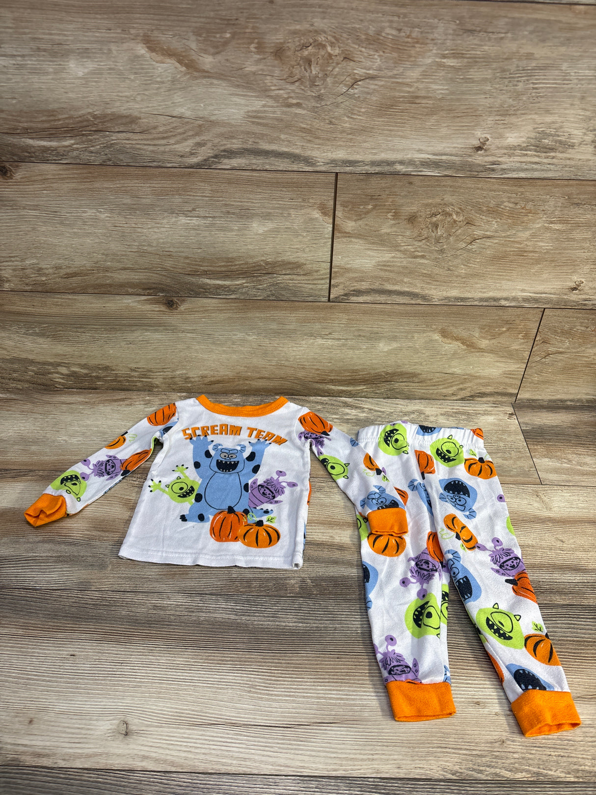 Disney 2pc Monster's Inc Halloween Pajama Set White sz 2T