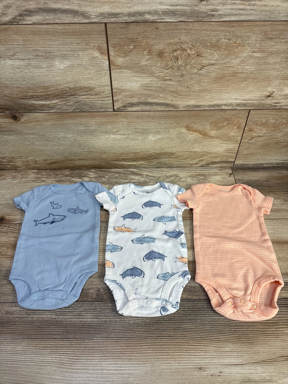 Carter's 3pk Shark Bodysuits Blue sz 3m