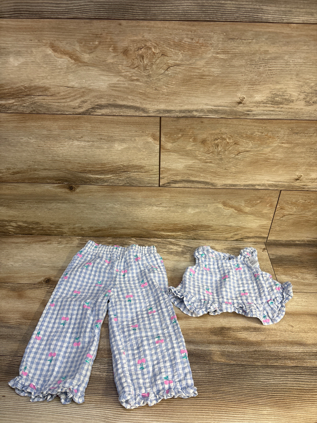 Little Lass 2pc Seersucker Tank Top & Pants Set Blue sz 12m
