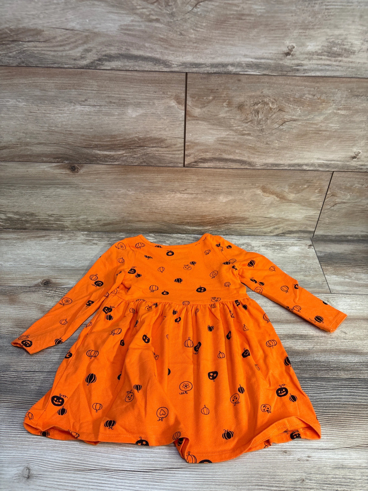 Cat & Jack Halloween Long Sleeve Dress Orange 3T