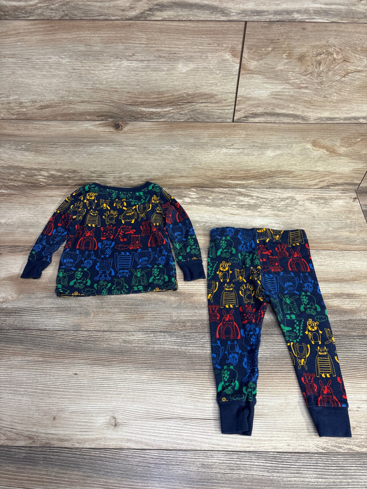 Old Navy 2pc Sleep Monster Pajama Set Navy sz 18-24m