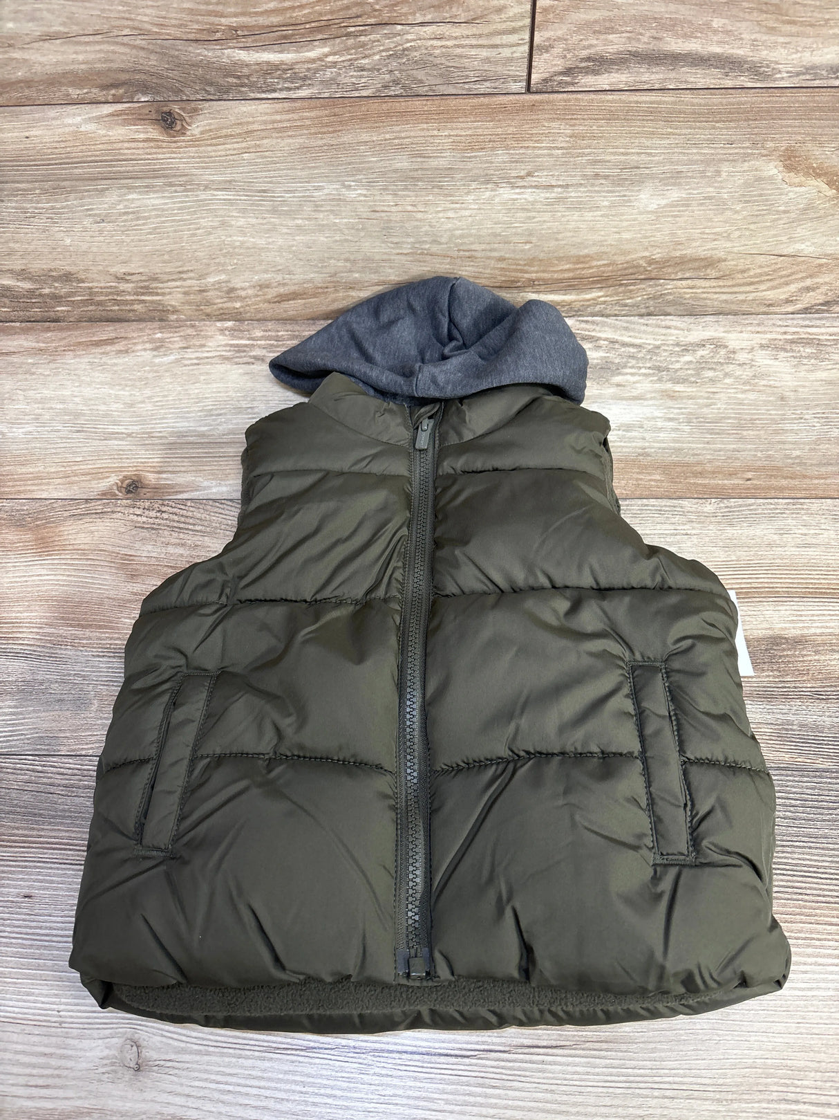 NEW Old Navy Water-Resistant Hooded Puffer Vest in Heritage Green sz 3T