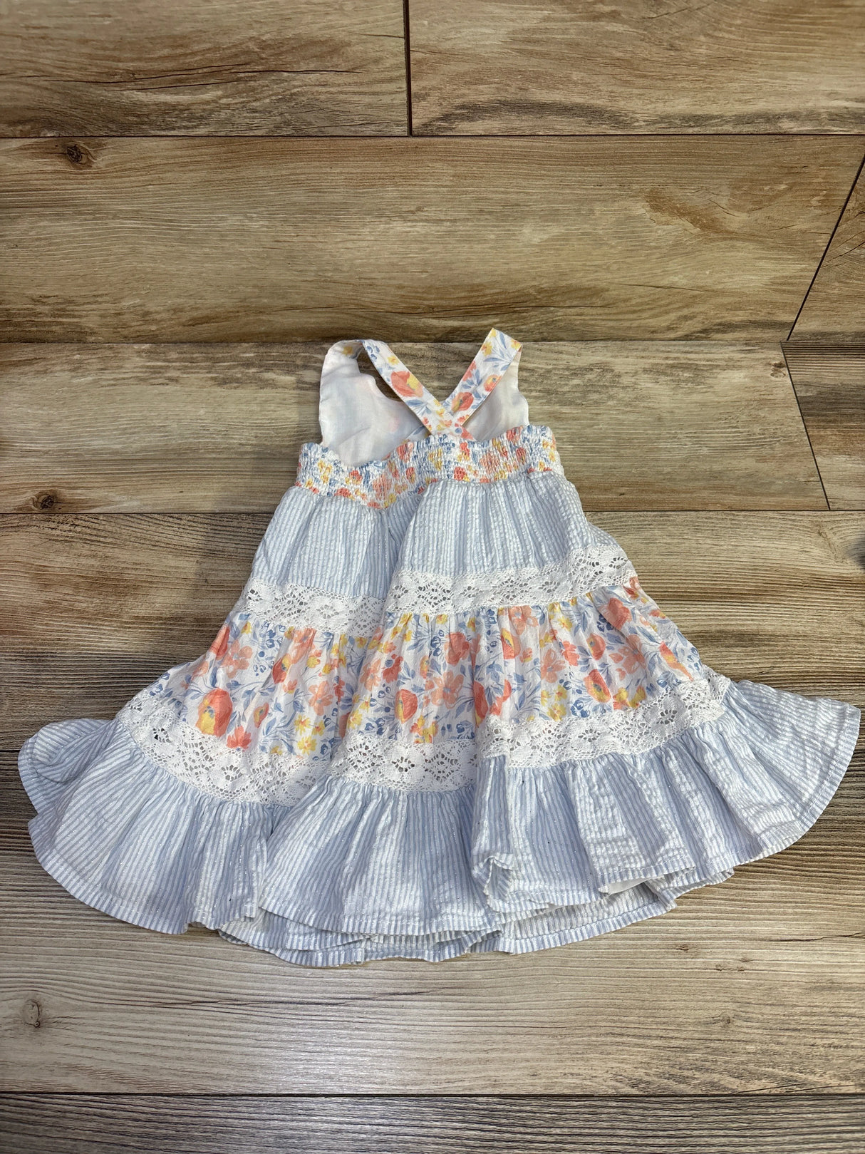 Tommy Bahama Sleeveless Metallic Stripe Tiered Dress White sz 18m
