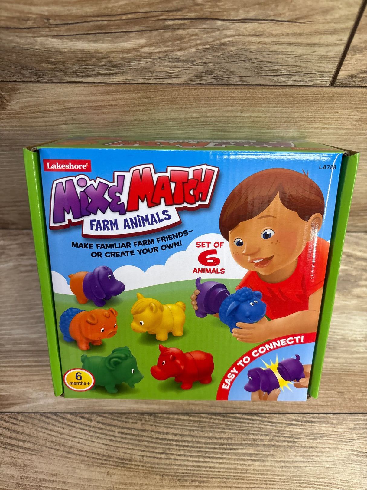 Mix & Match Farm Animals toy set for kids, colorful animal figures, ages 6 months and up