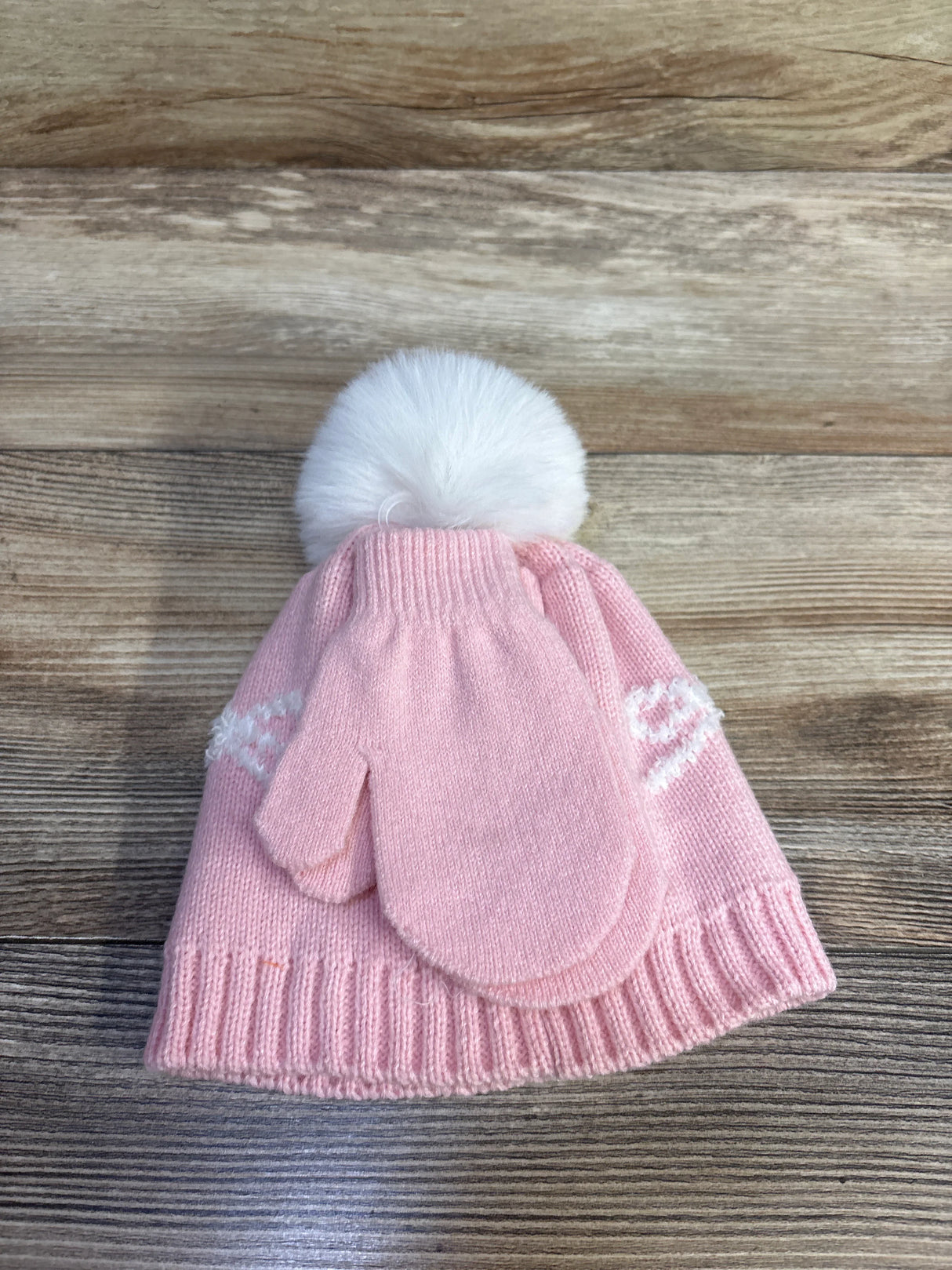 NEW Capelli New York 2pc Hat & Mittens Set Pink sz 12-24m