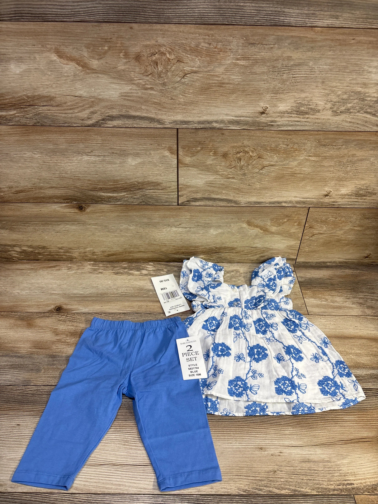 NEW Rare Editions 2pc Embroidered Dress & Leggings Set White sz 18m
